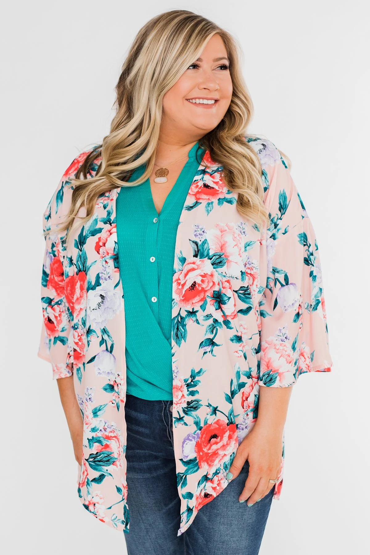 Living in Love Floral Kimono- Pink - Image 2