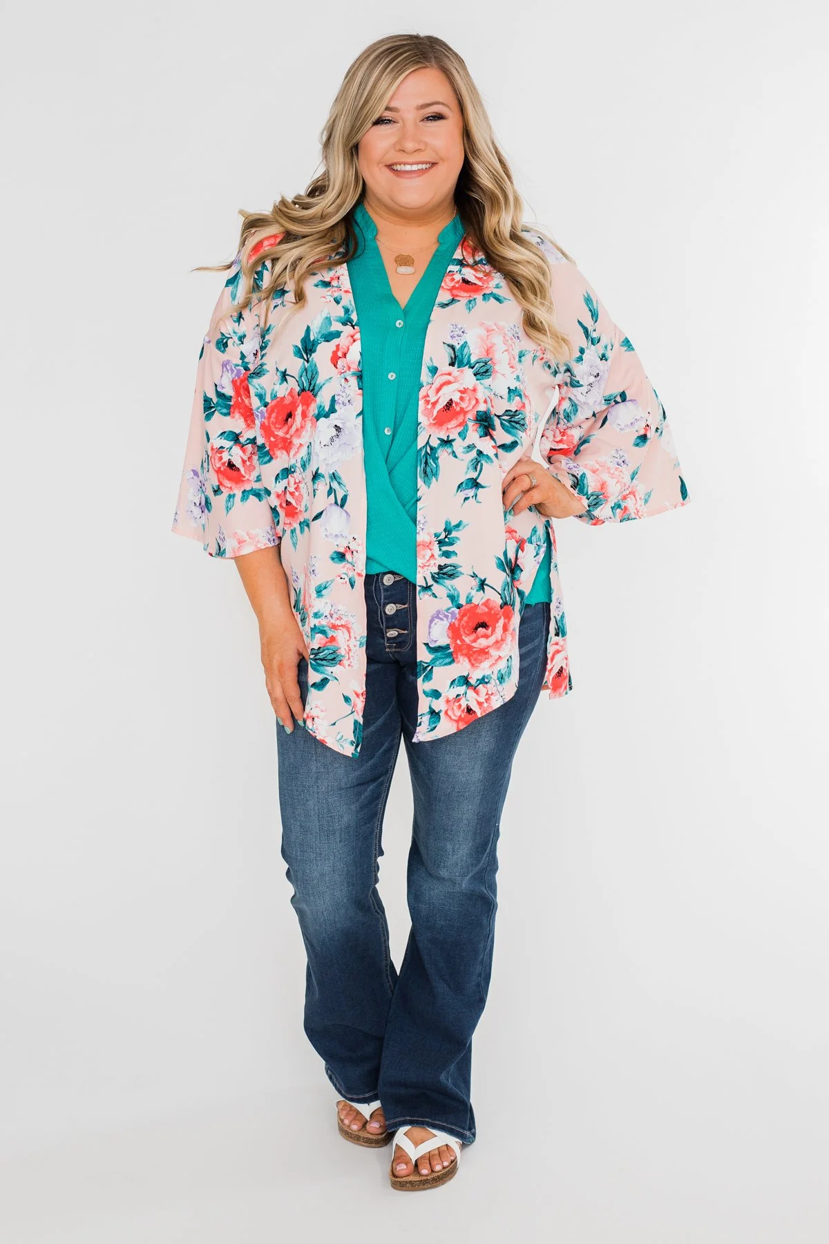 Living in Love Floral Kimono- Pink - Image 3