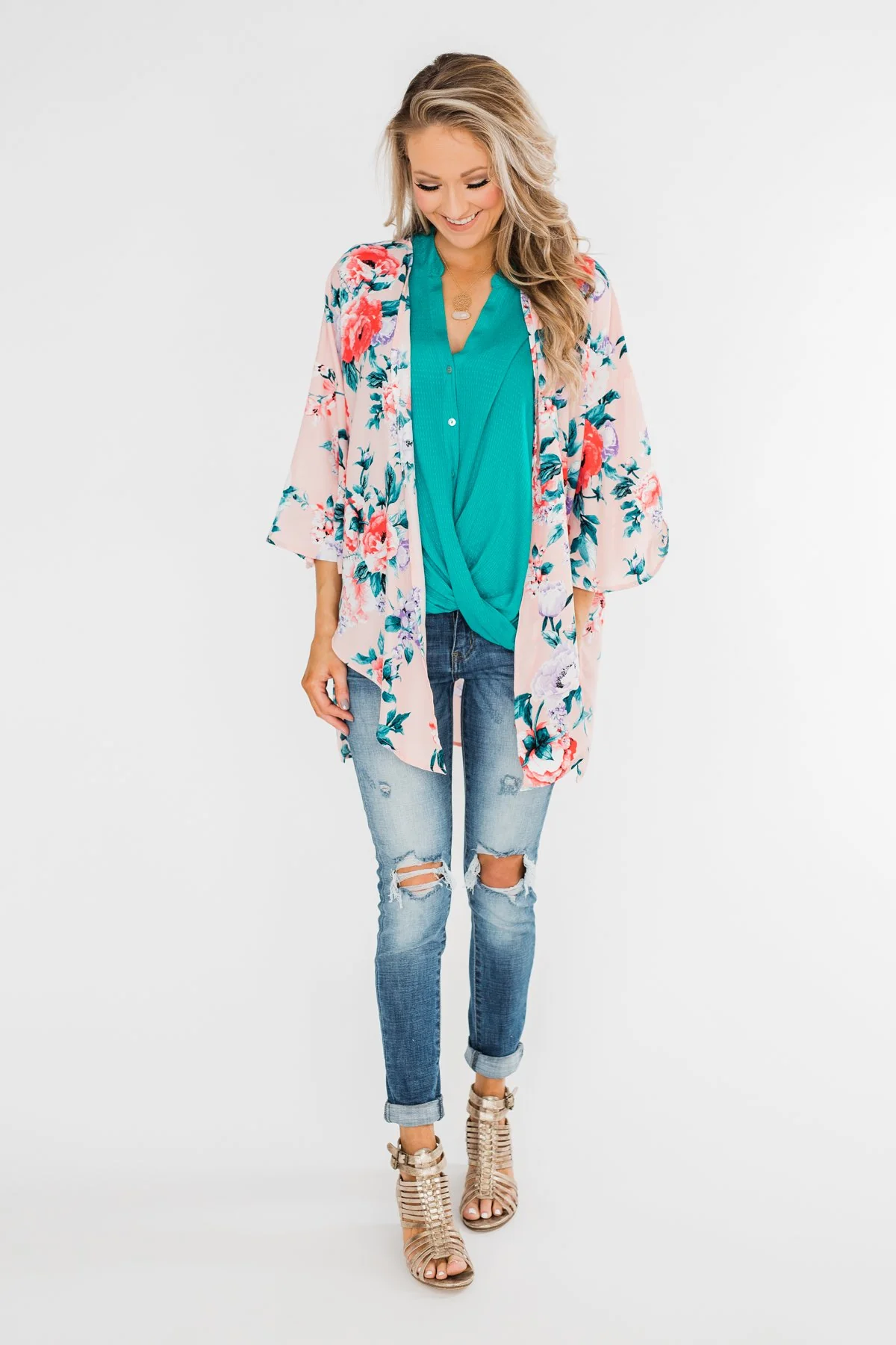 Living in Love Floral Kimono- Pink - Image 4
