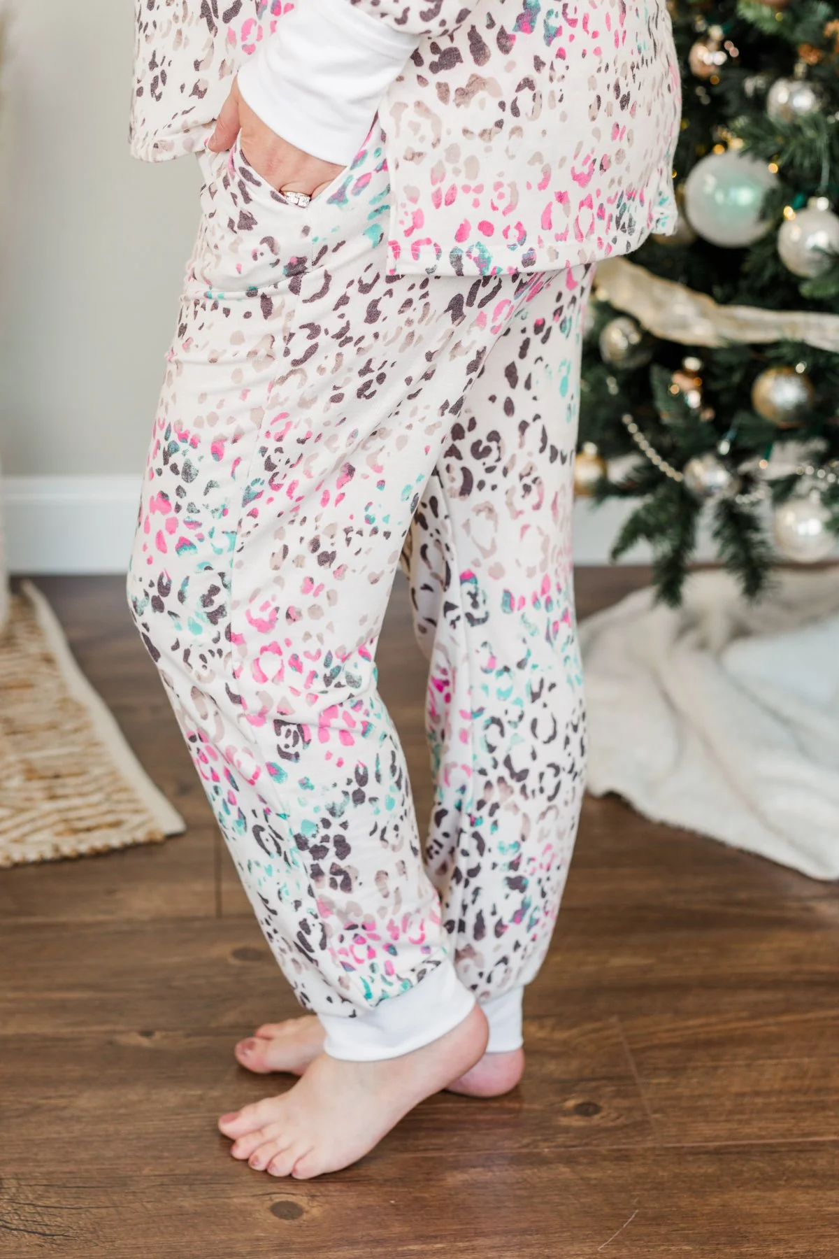 Living It Up Leopard Lounge Joggers- Cream & Multi-Color - Image 6