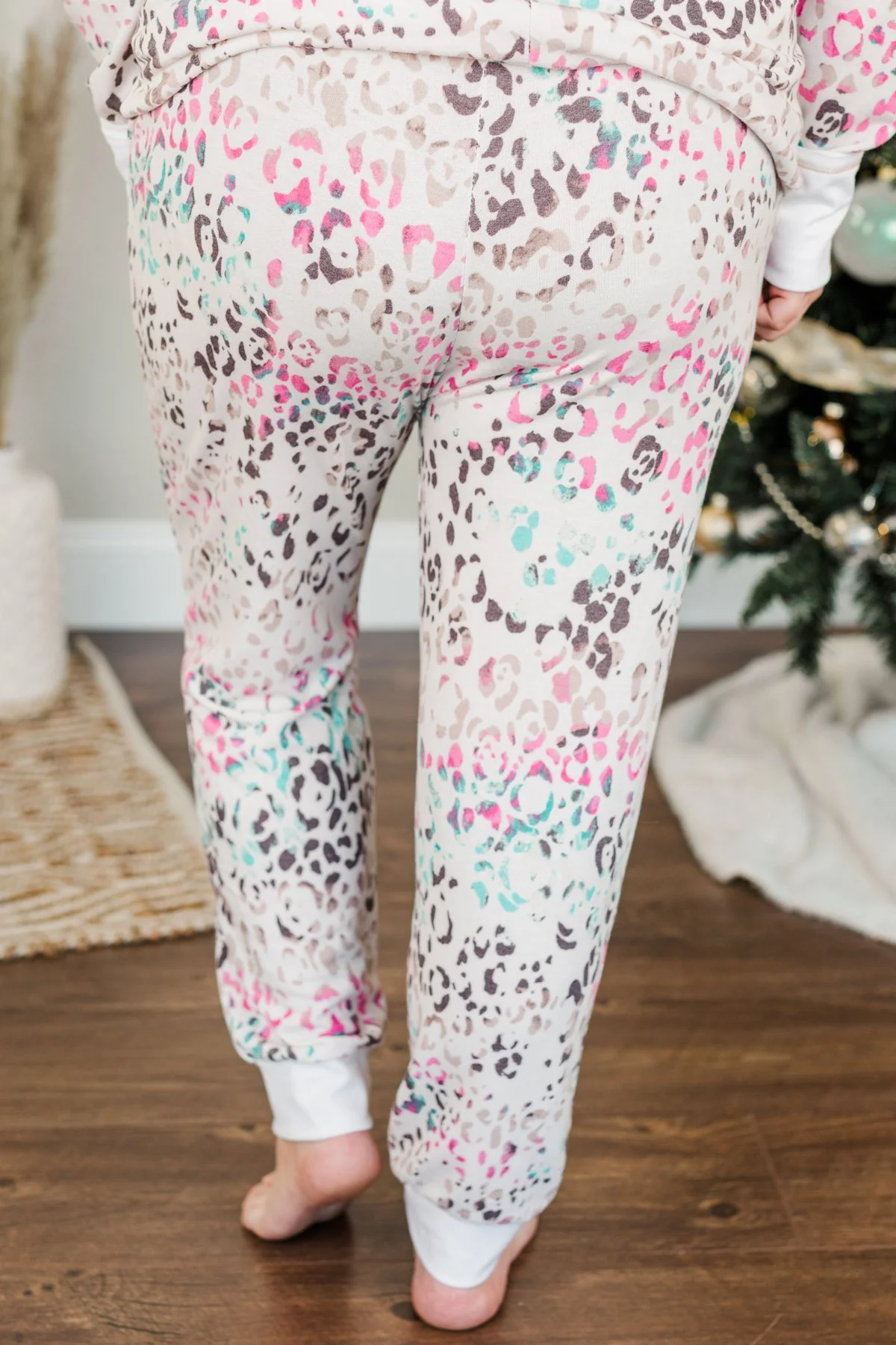 Living It Up Leopard Lounge Joggers- Cream & Multi-Color - Image 8