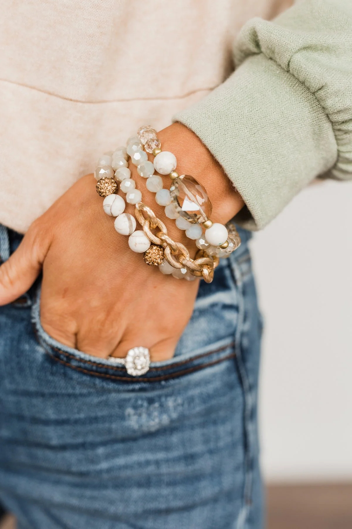 Living Lavish Beaded Bracelet Set- Ivory - Image 2