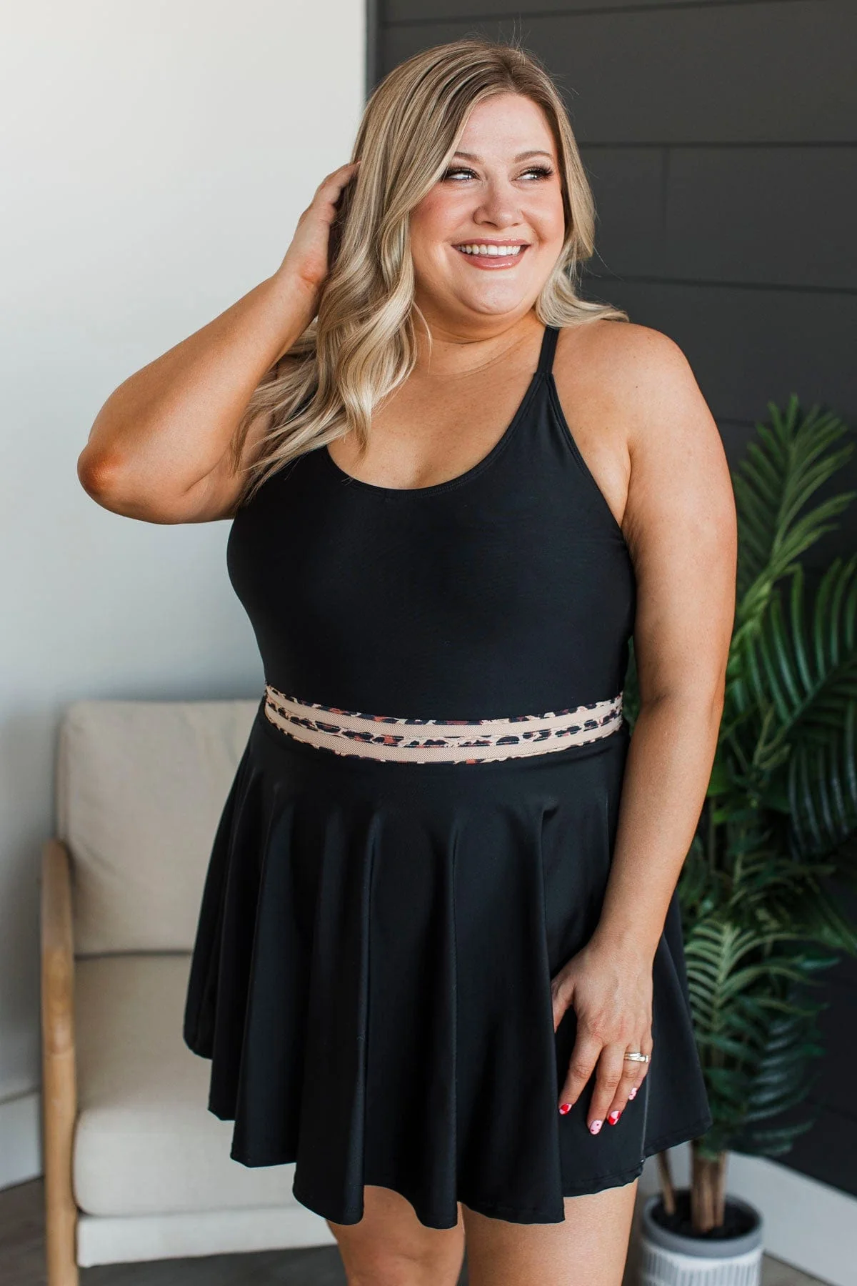 Living On Sunshine Swim Dress- Black & Leopard - Image 6