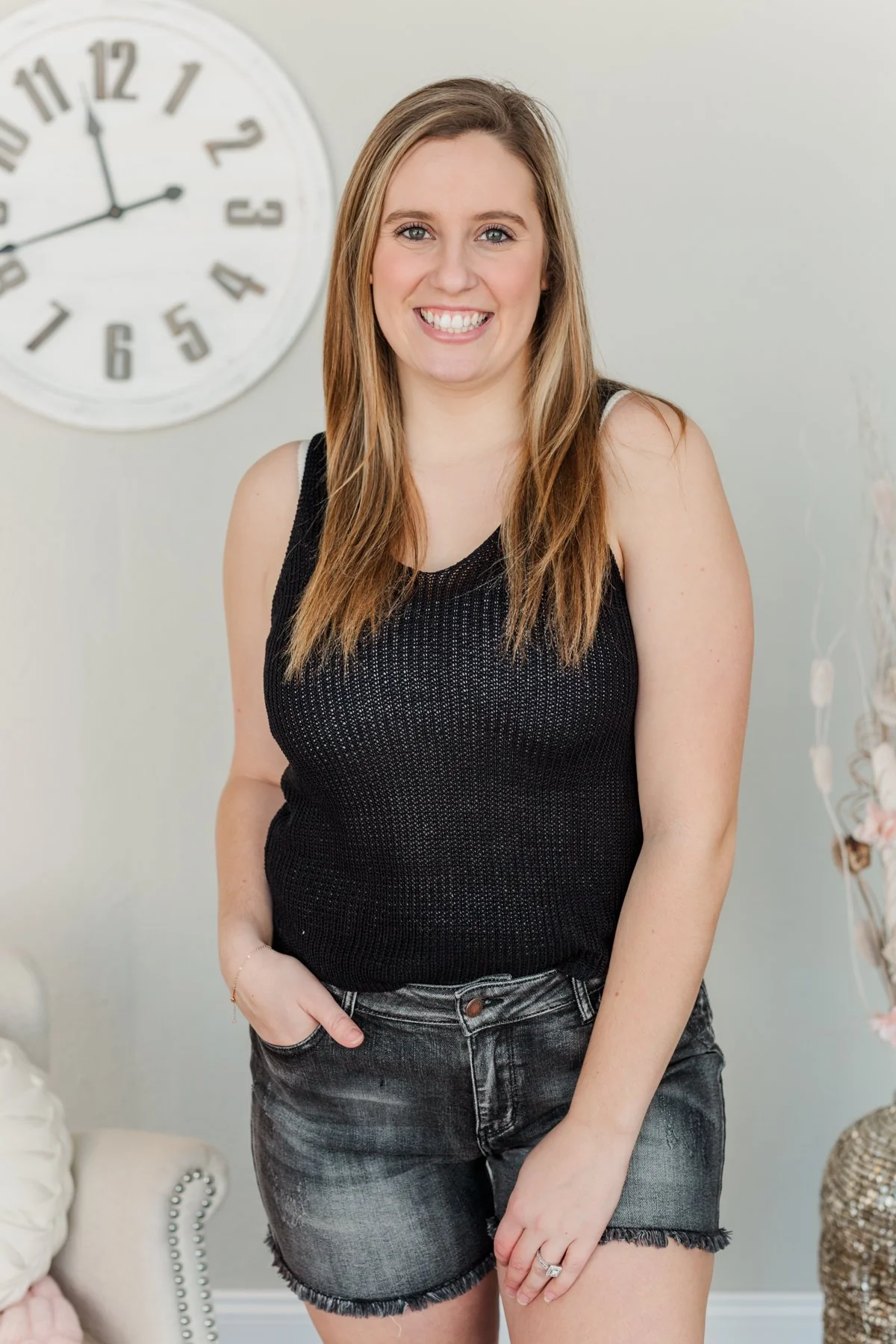 Living Our Love Story Knit Tank Top- Black - Image 5