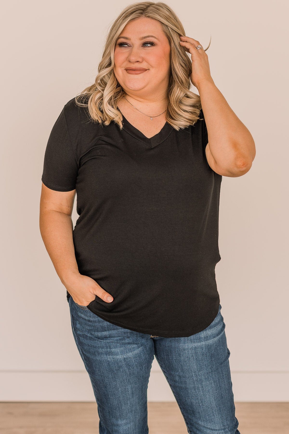 Living Simple V-Neck Top- Black - Image 3