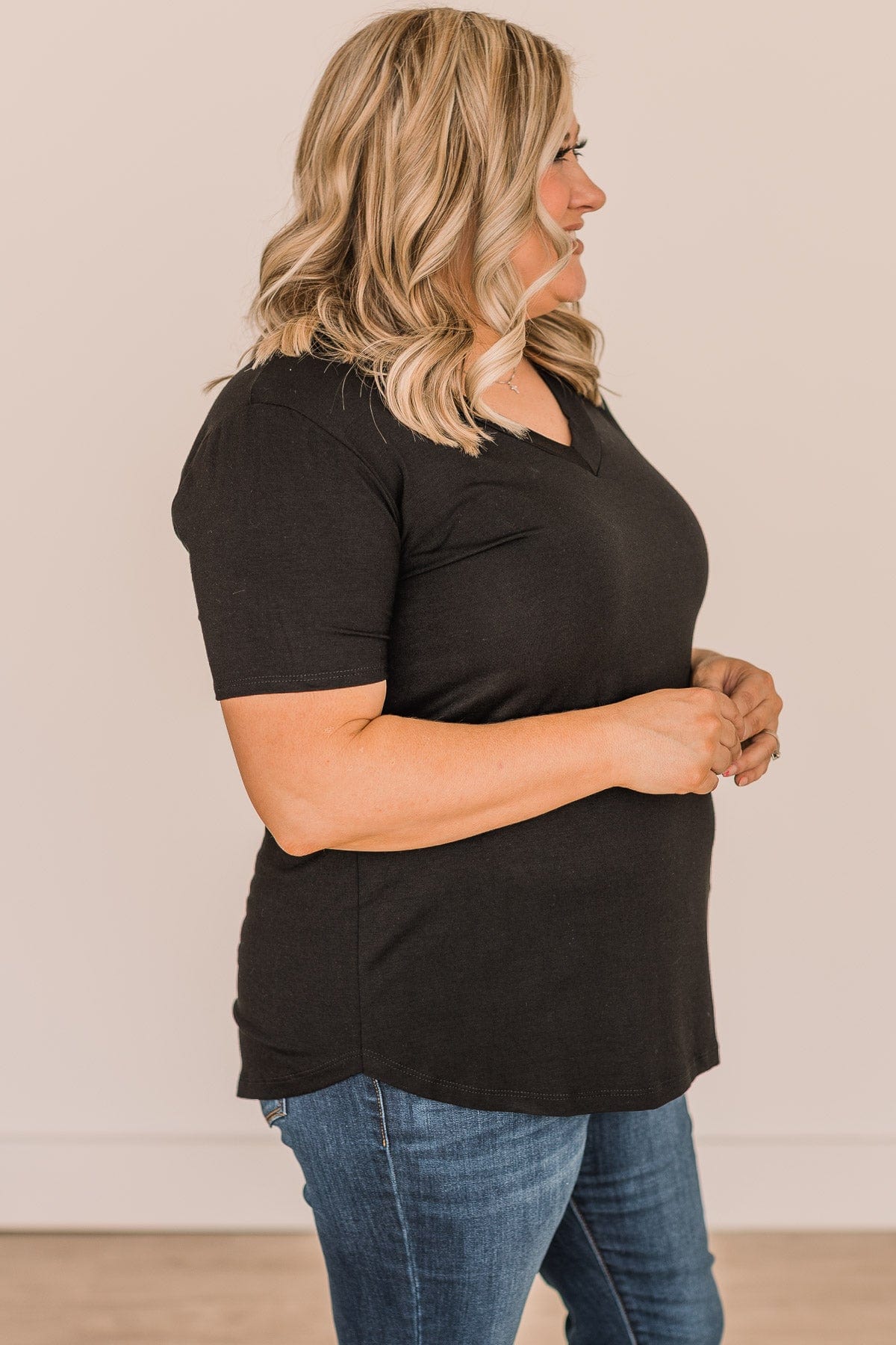 Living Simple V-Neck Top- Black - Image 5