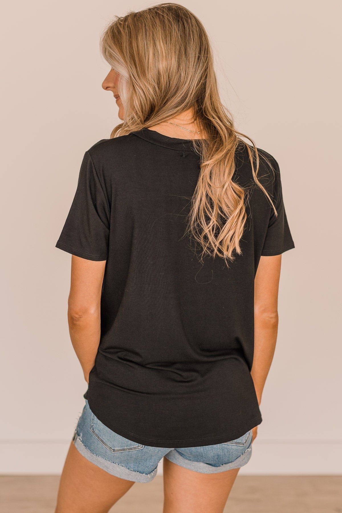 Living Simple V-Neck Top- Black - Image 7