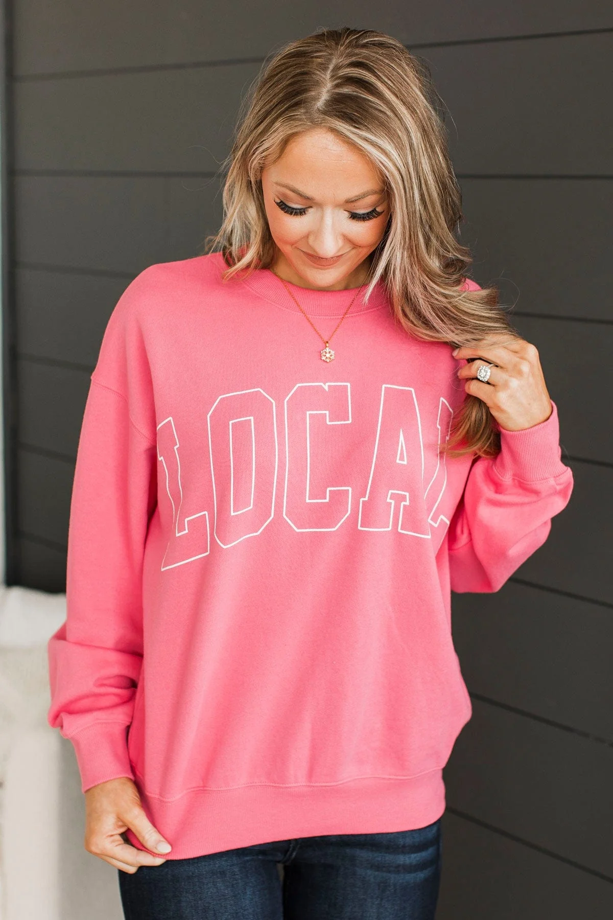 "Local" Crew Neck Pullover- Pink - Image 2