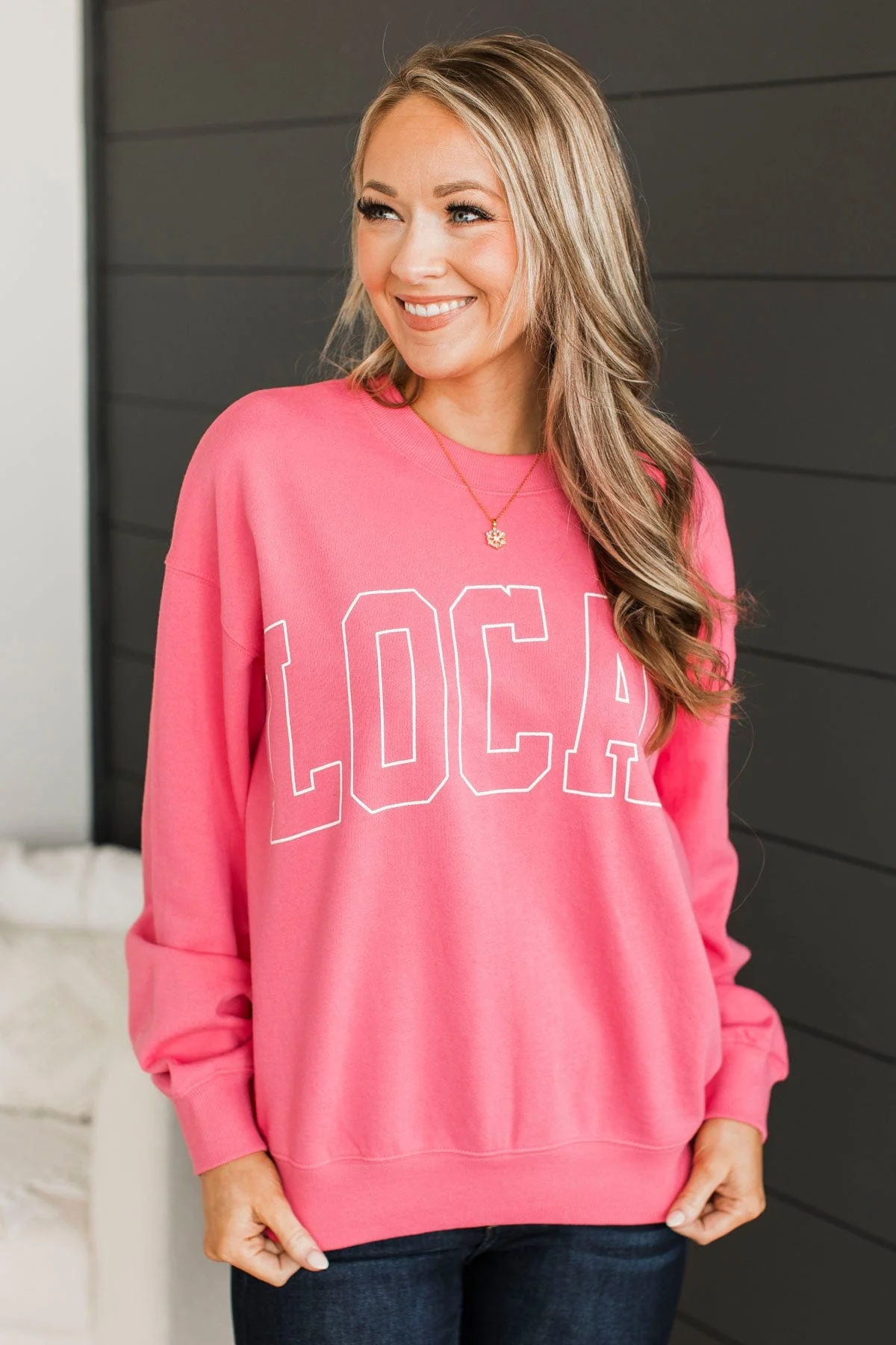 "Local" Crew Neck Pullover- Pink - Image 4