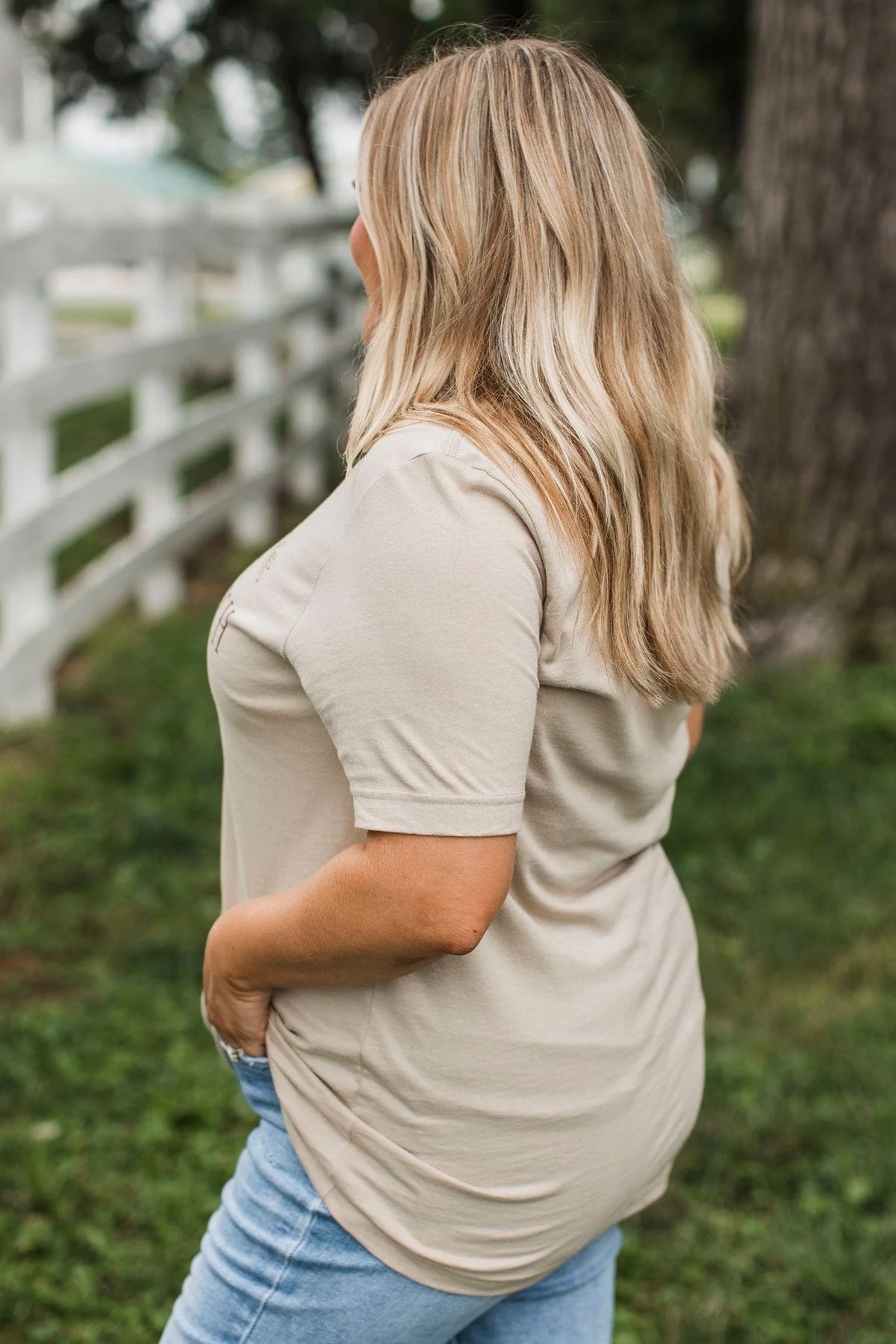 "Local Farm Fresh Pumpkin Patch" Graphic Tee- Tan - Image 3