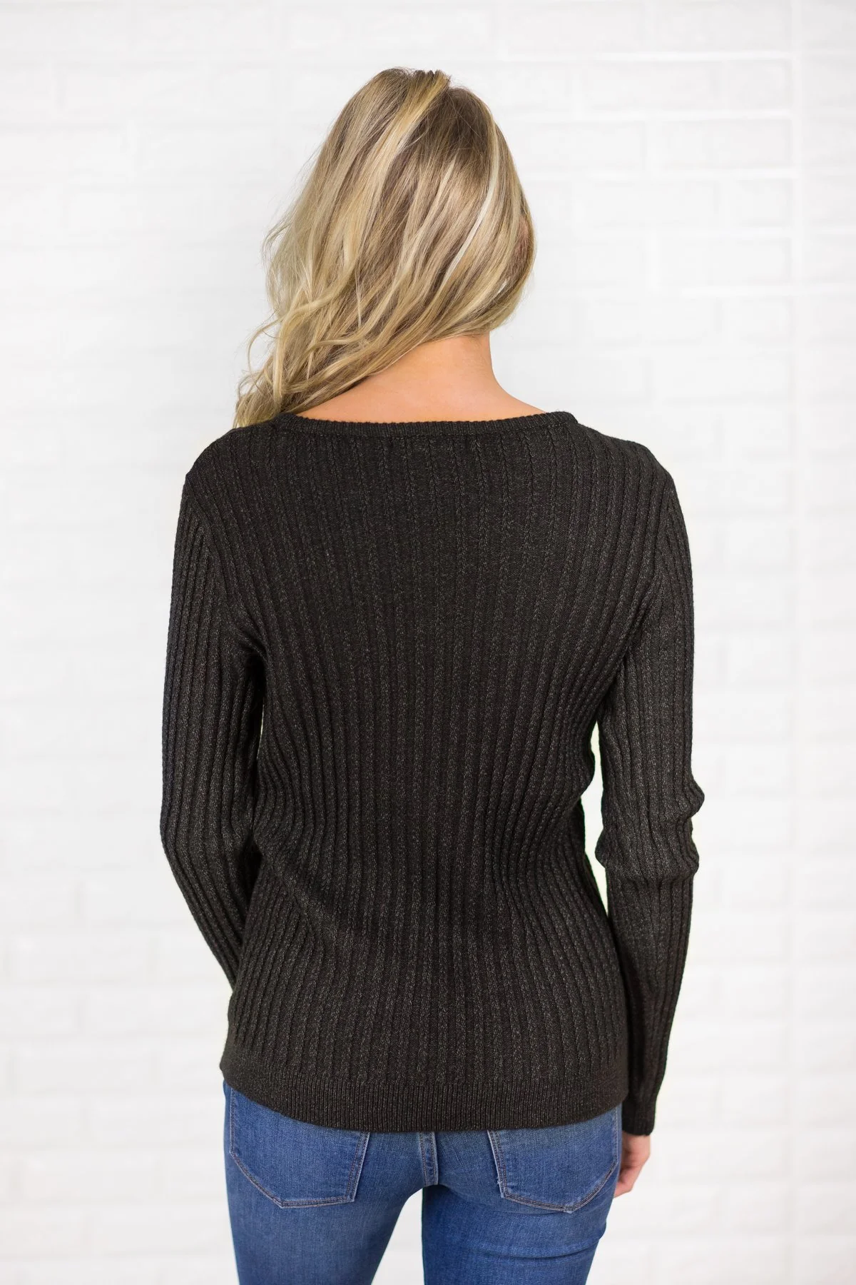 Long Sleeve Black Knit Top - Image 6