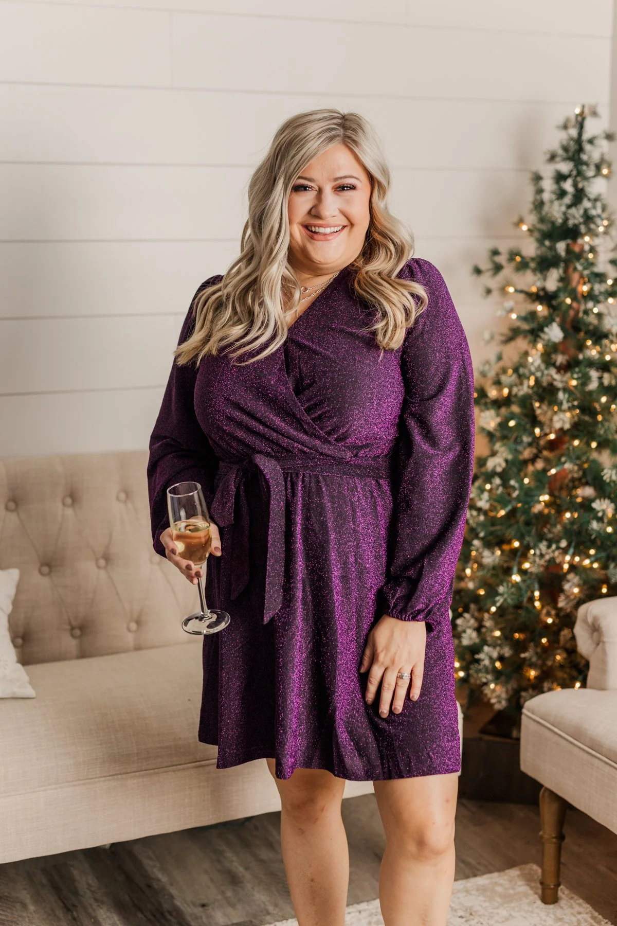 One Last Dance Long Sleeve Dress- Magenta - Image 5