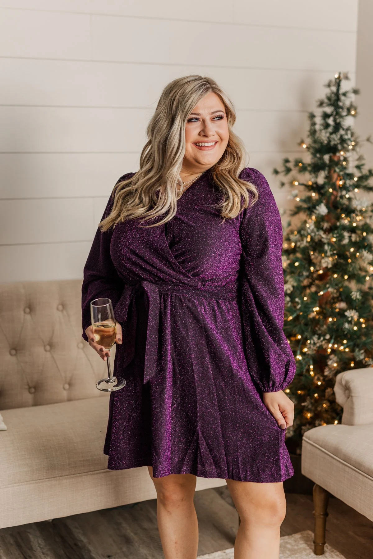 One Last Dance Long Sleeve Dress- Magenta - Image 8