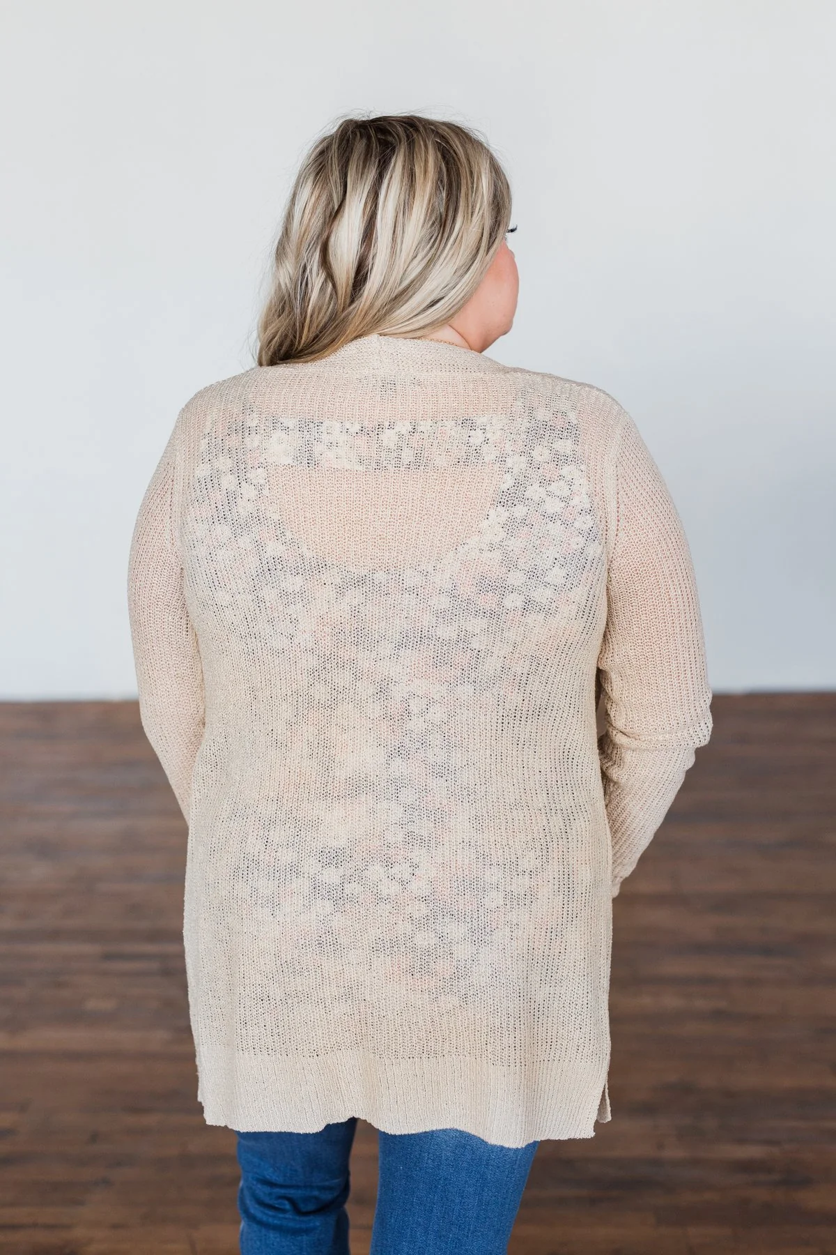 Long Sleeve Knit Cardigan- Oatmeal - Image 8