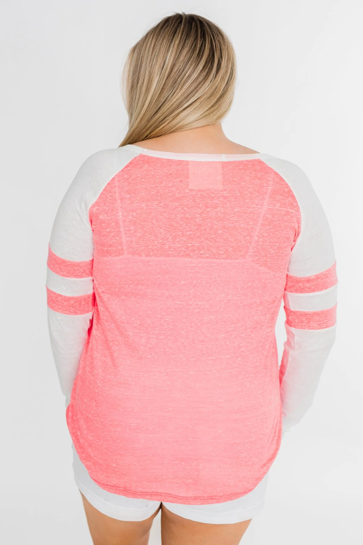 Long Sleeve Raglan Top- Neon Pink - Image 11