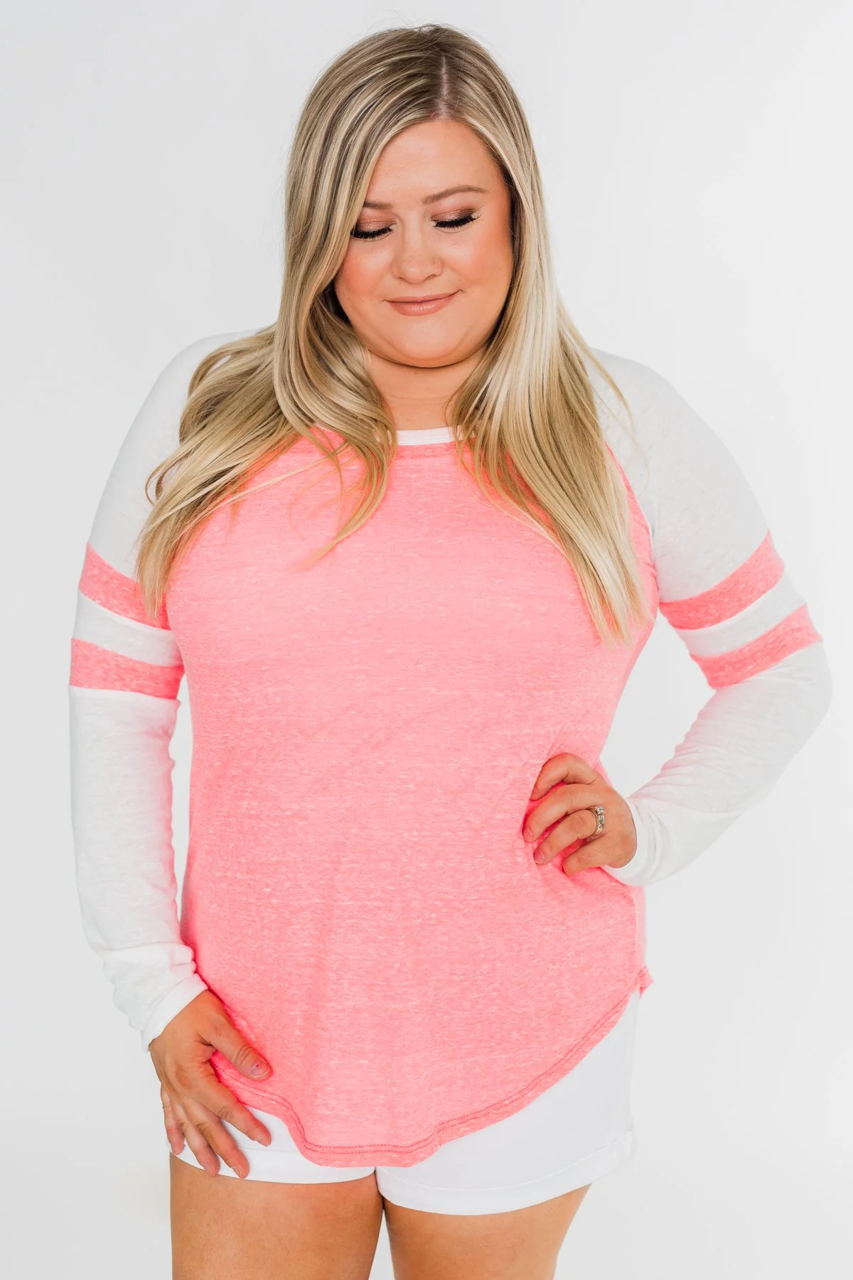 Long Sleeve Raglan Top- Neon Pink - Image 8