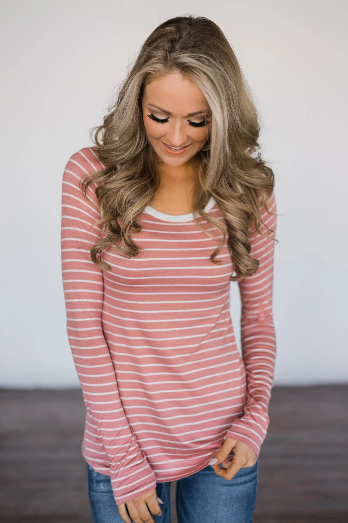 Long Sleeve Rose Striped Top - Image 2