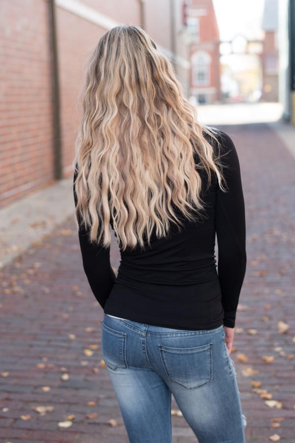Long Sleeve Seamless Top - Black - Image 5