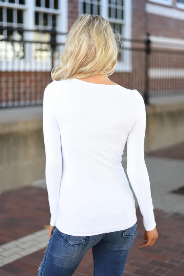 Long Sleeve Seamless Top - White - Image 6