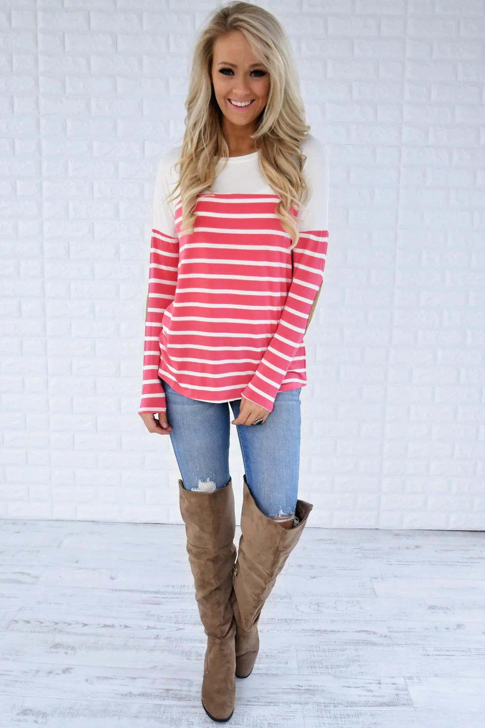 Long Sleeve Striped Top - Pink - Image 2