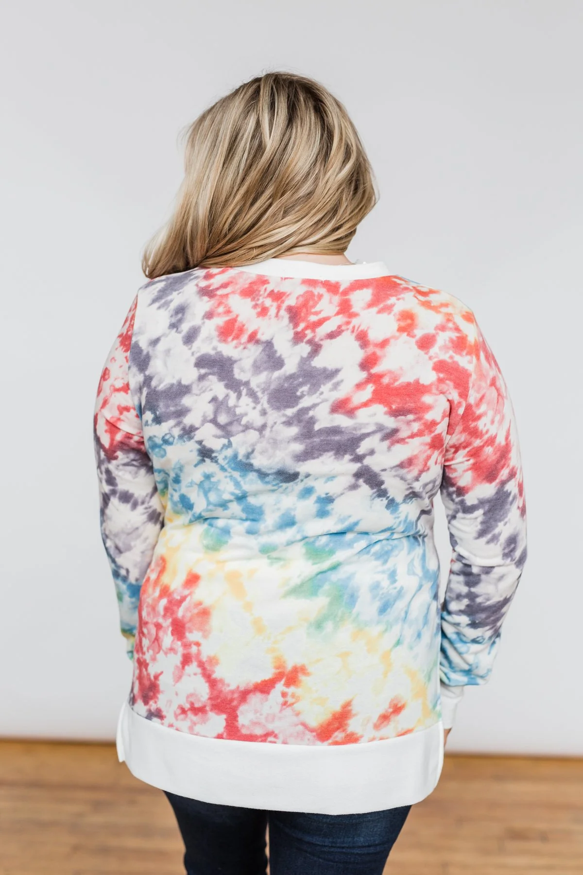 Long Sleeve Tie Dye Top- Rainbow - Image 11