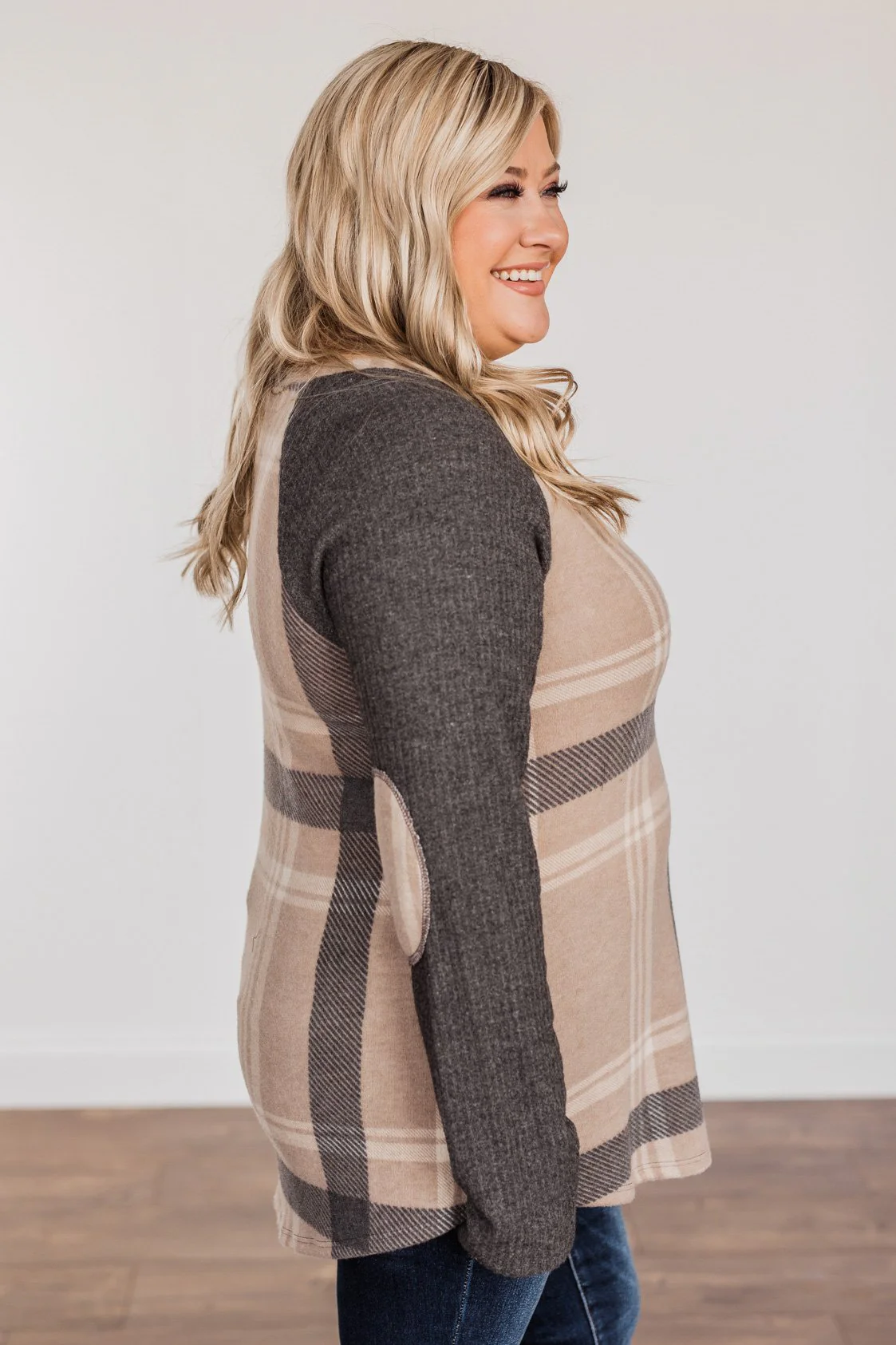 Decadent Days Long Sleeve Top- Taupe & Charcoal - Image 8