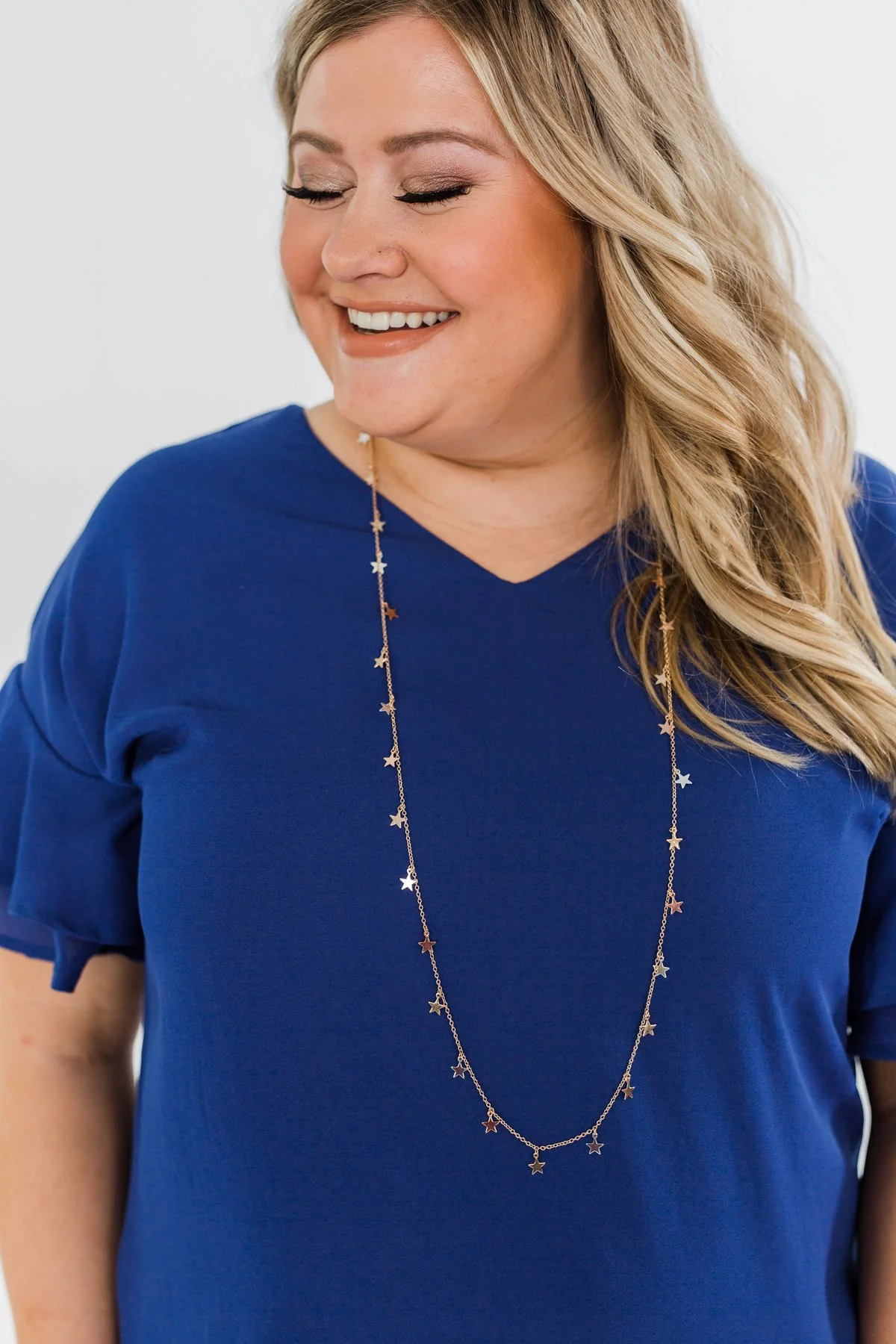 Long Star Charm Necklace- Gold - Image 3