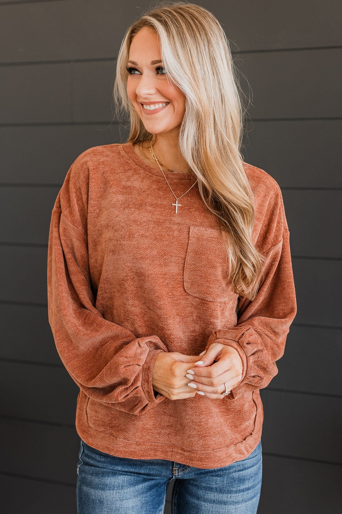 Long Time Coming Knit Top- Rust - Image 2