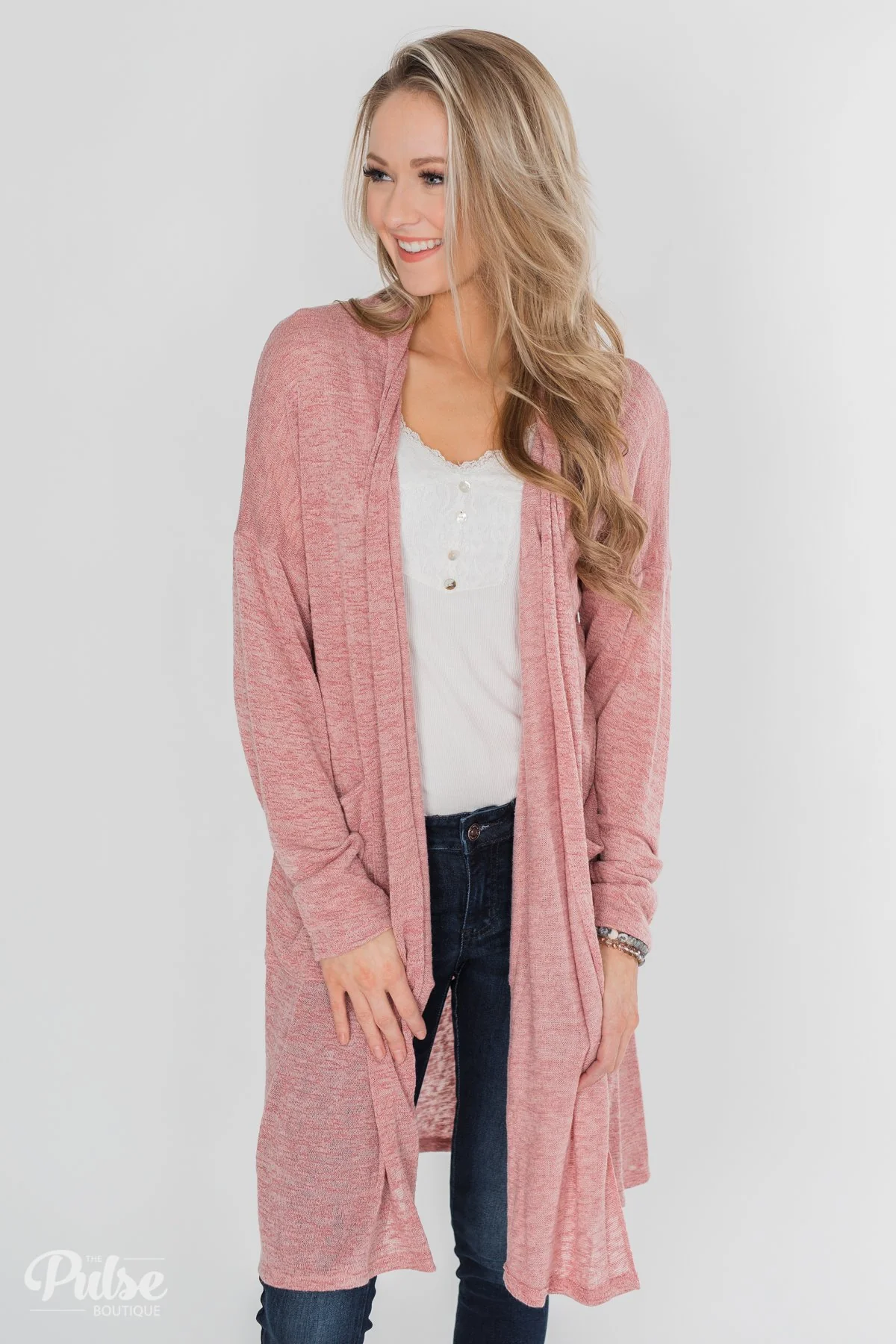 Long Way To Go Cardigan- Dusty Rose - Image 2