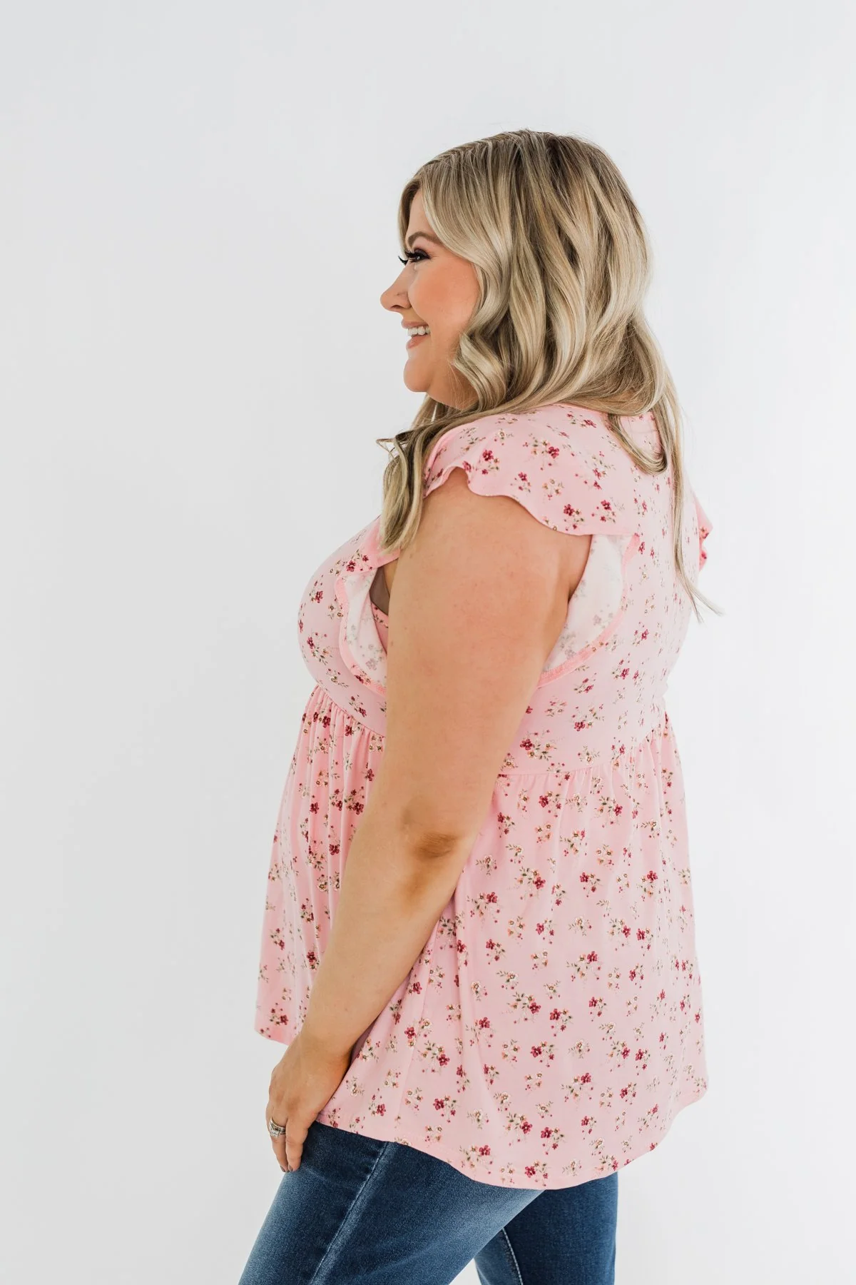 Longer Days Floral Babydoll Top- Pink - Image 8