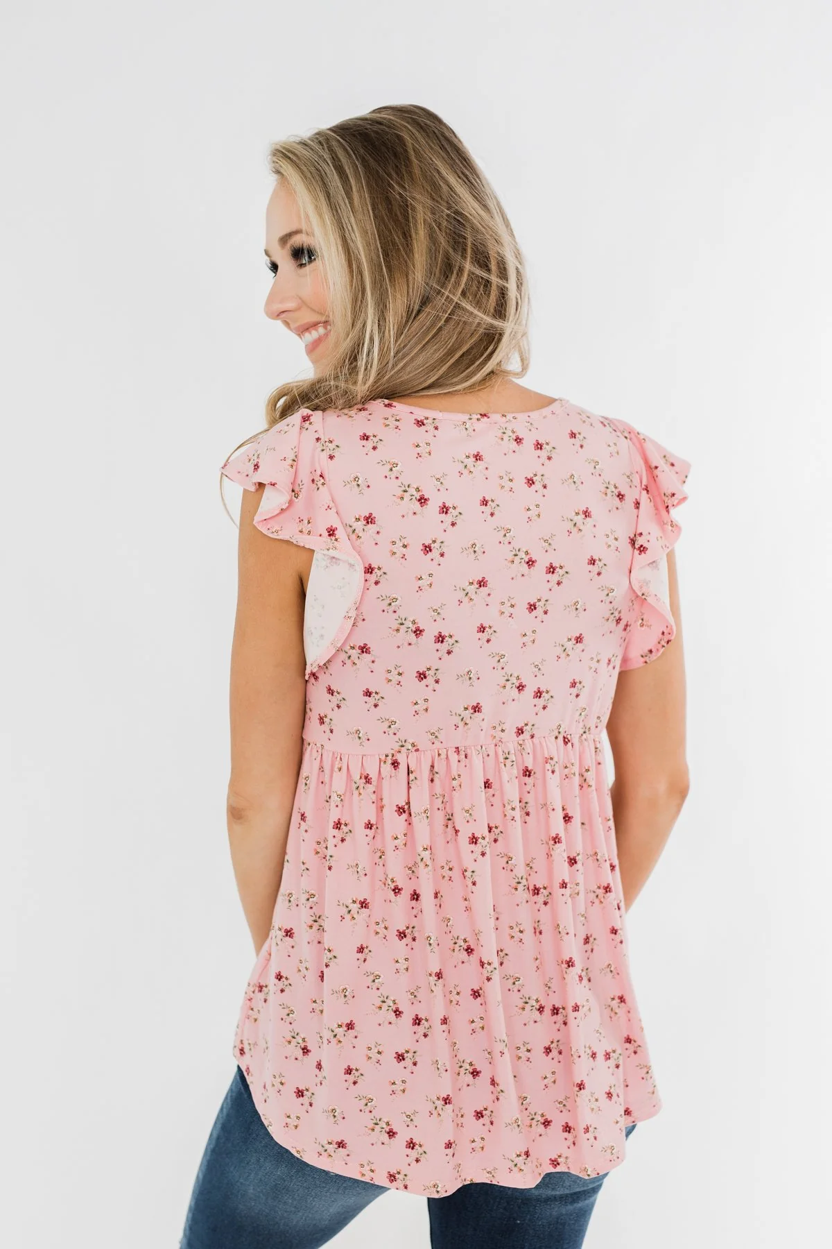 Longer Days Floral Babydoll Top- Pink - Image 9