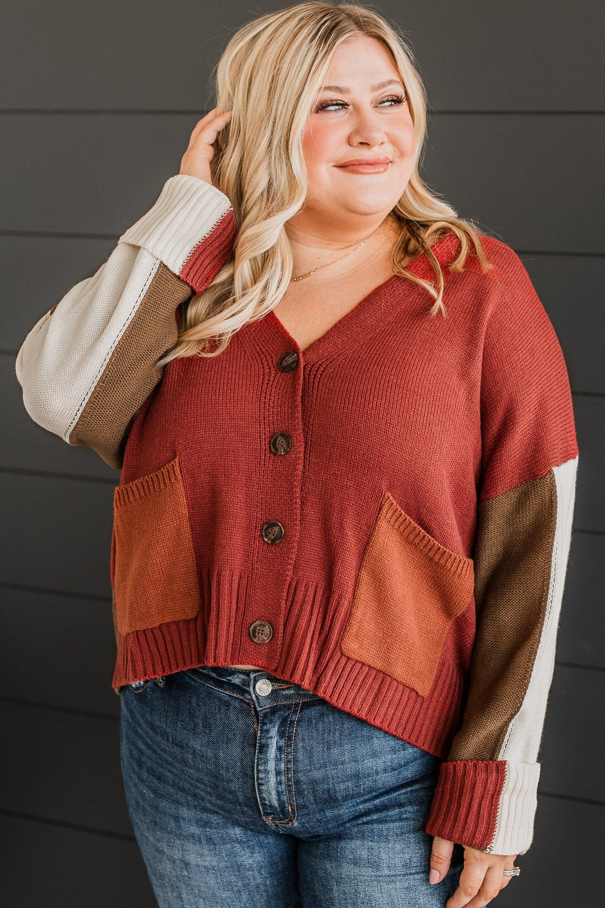 Longing For Fall Knit Cardigan- Rust & Olive - Image 4