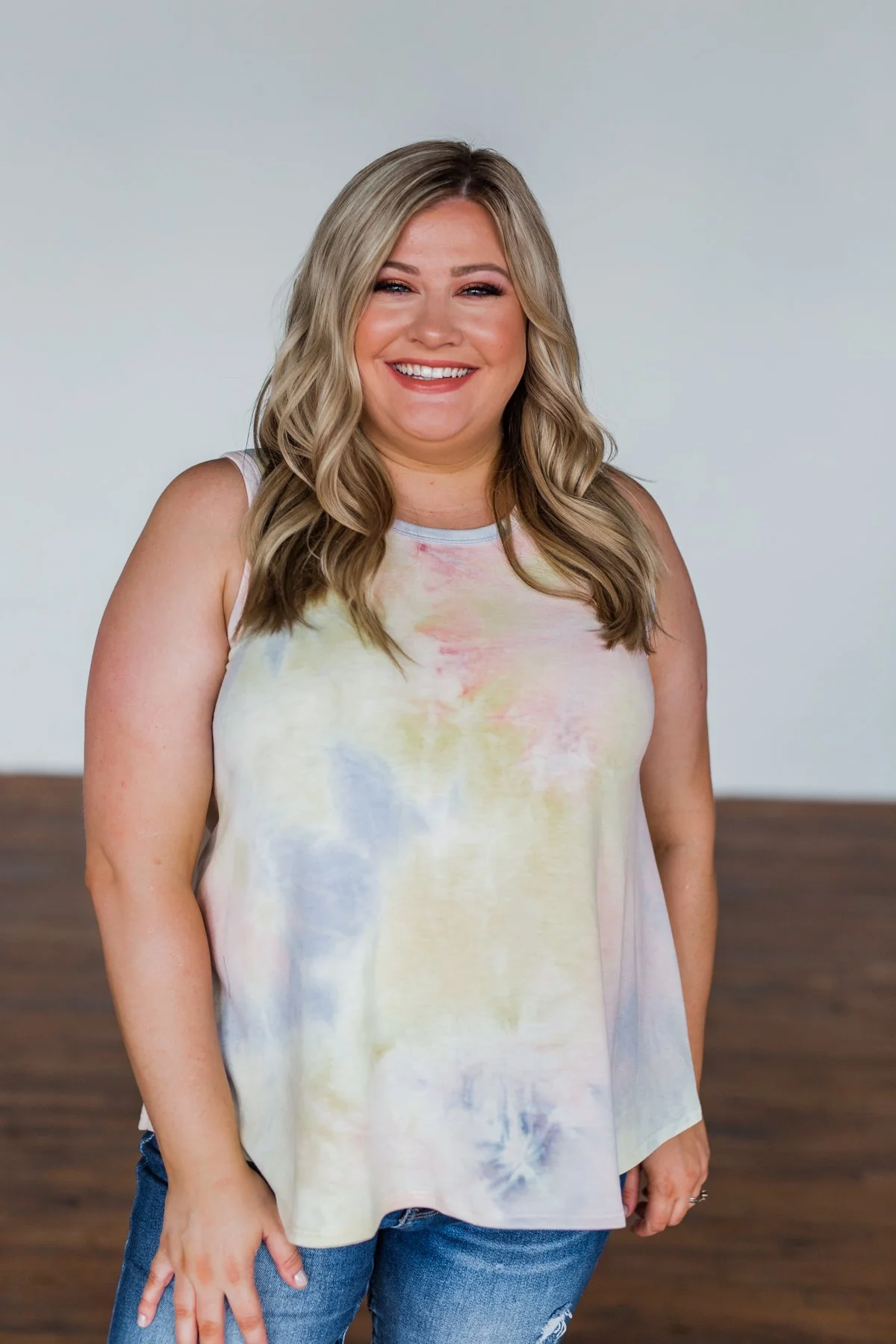 Look of Love Tie Dye Tank Top- Purple, Pink, Yellow - Image 2