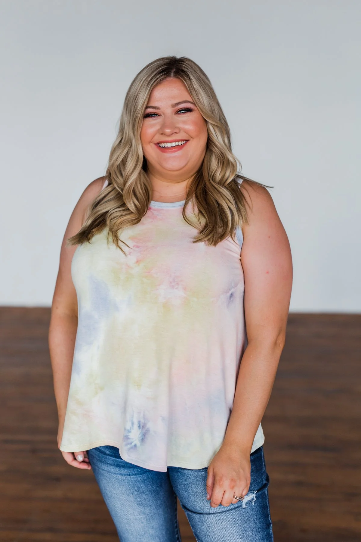 Look of Love Tie Dye Tank Top- Purple, Pink, Yellow - Image 4