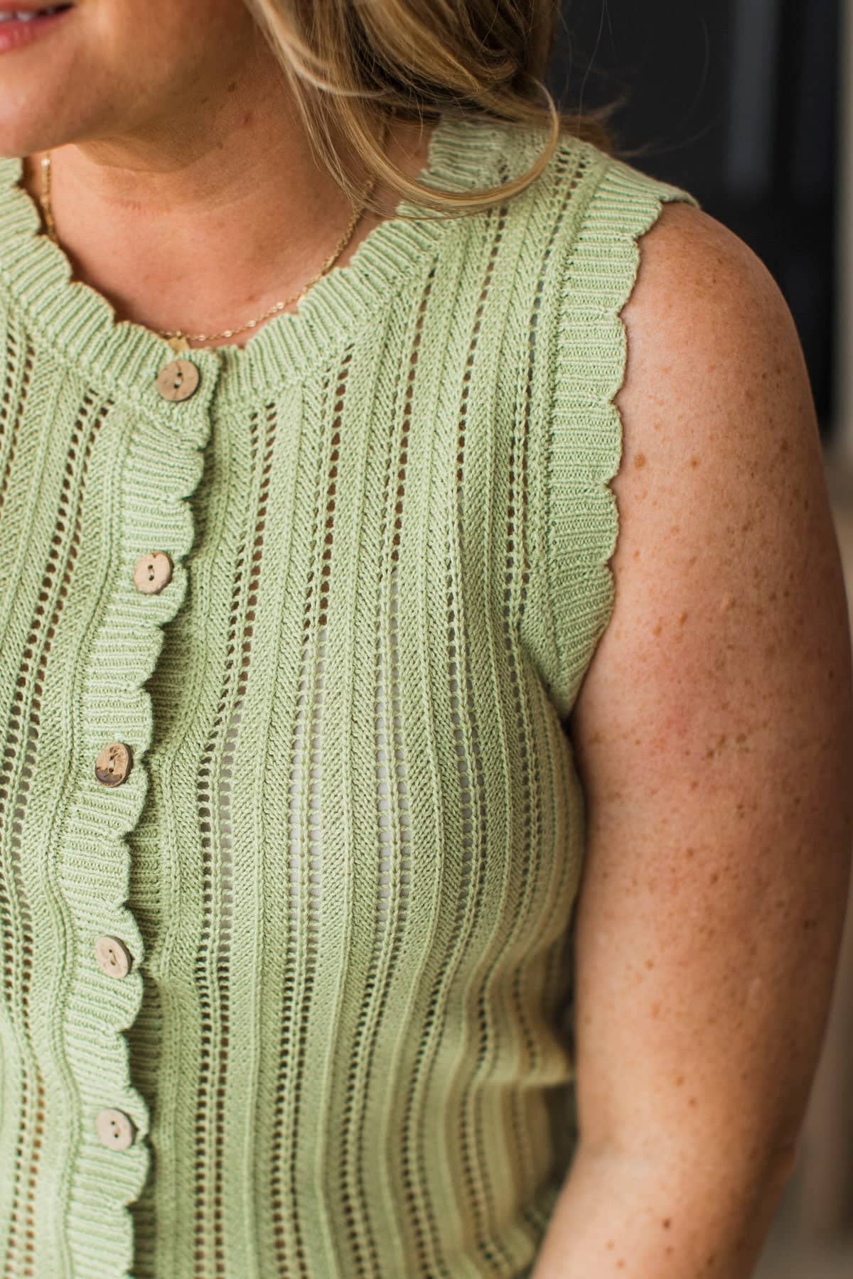 Look Sharp Button Up Knit Sweater Vest- Sage - Image 4
