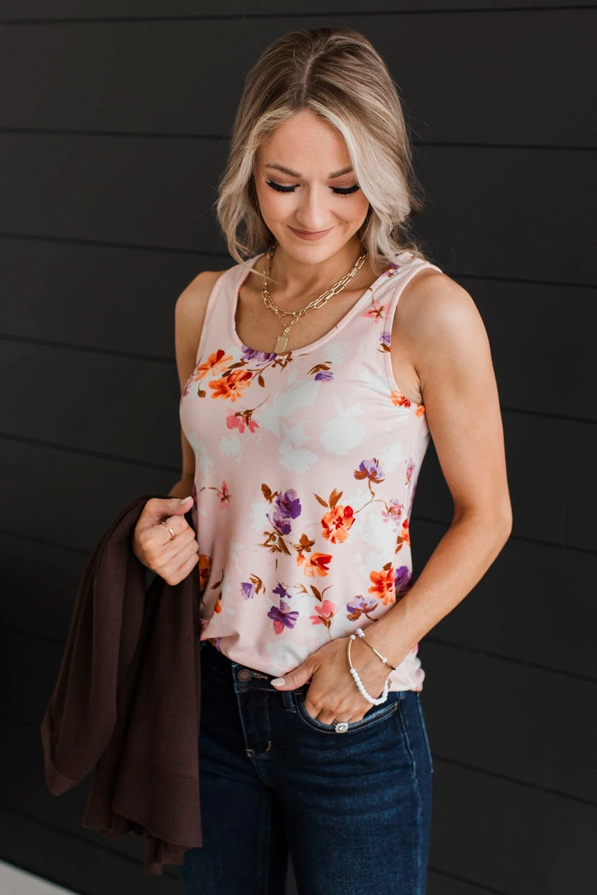 Look So Lovely Floral Tank Top- Light Pink - Image 5