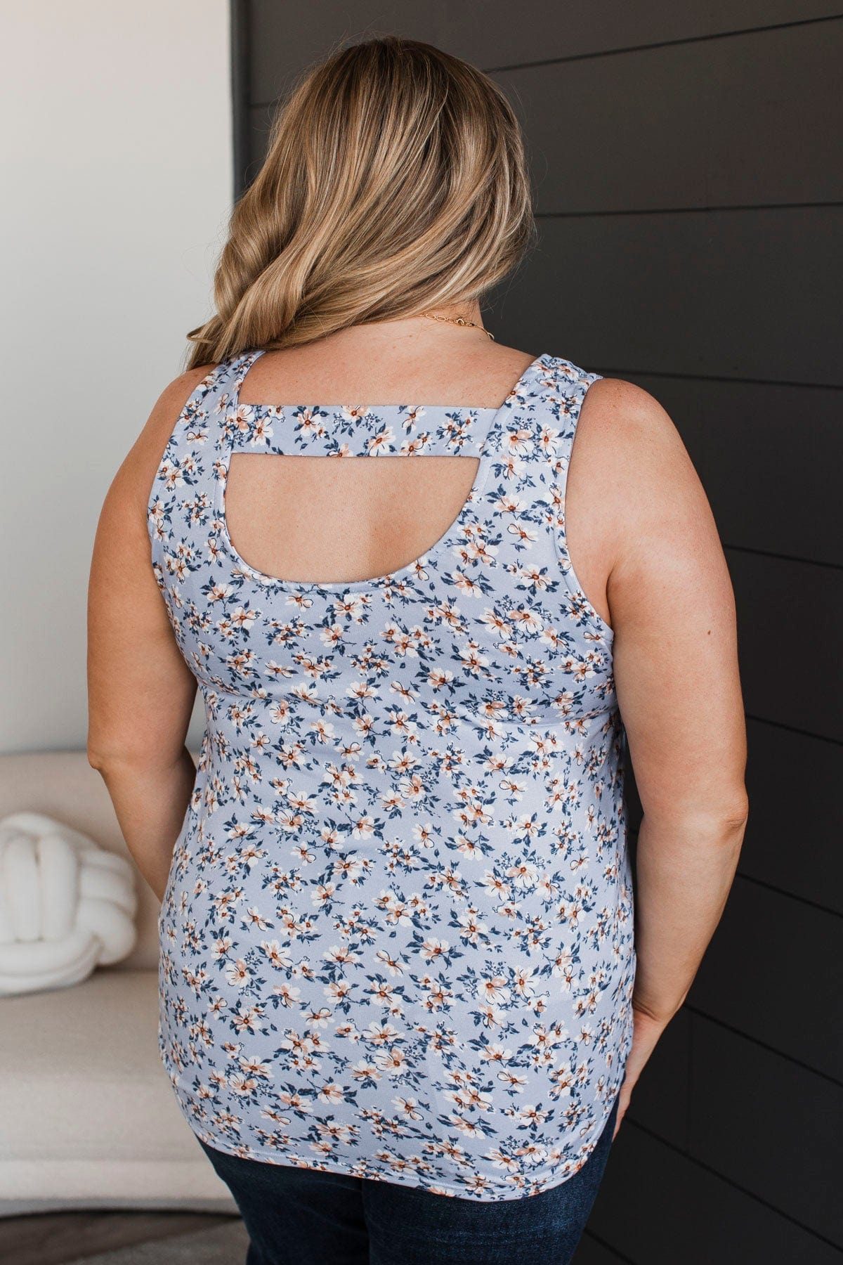 Look So Lovely Floral Tank Top- Powder Blue - Image 8