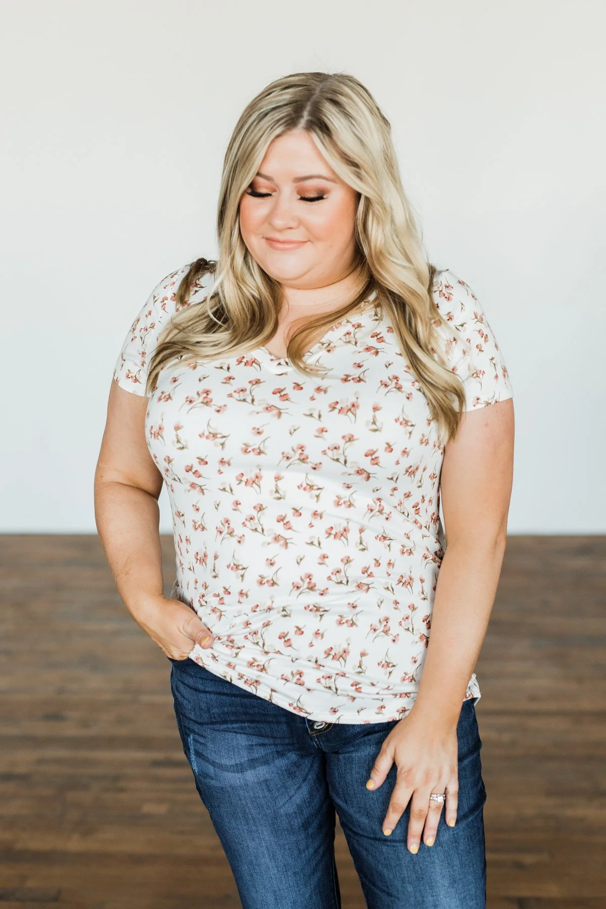 Look To The Sky Floral V-Neck Top- Ivory - Image 7