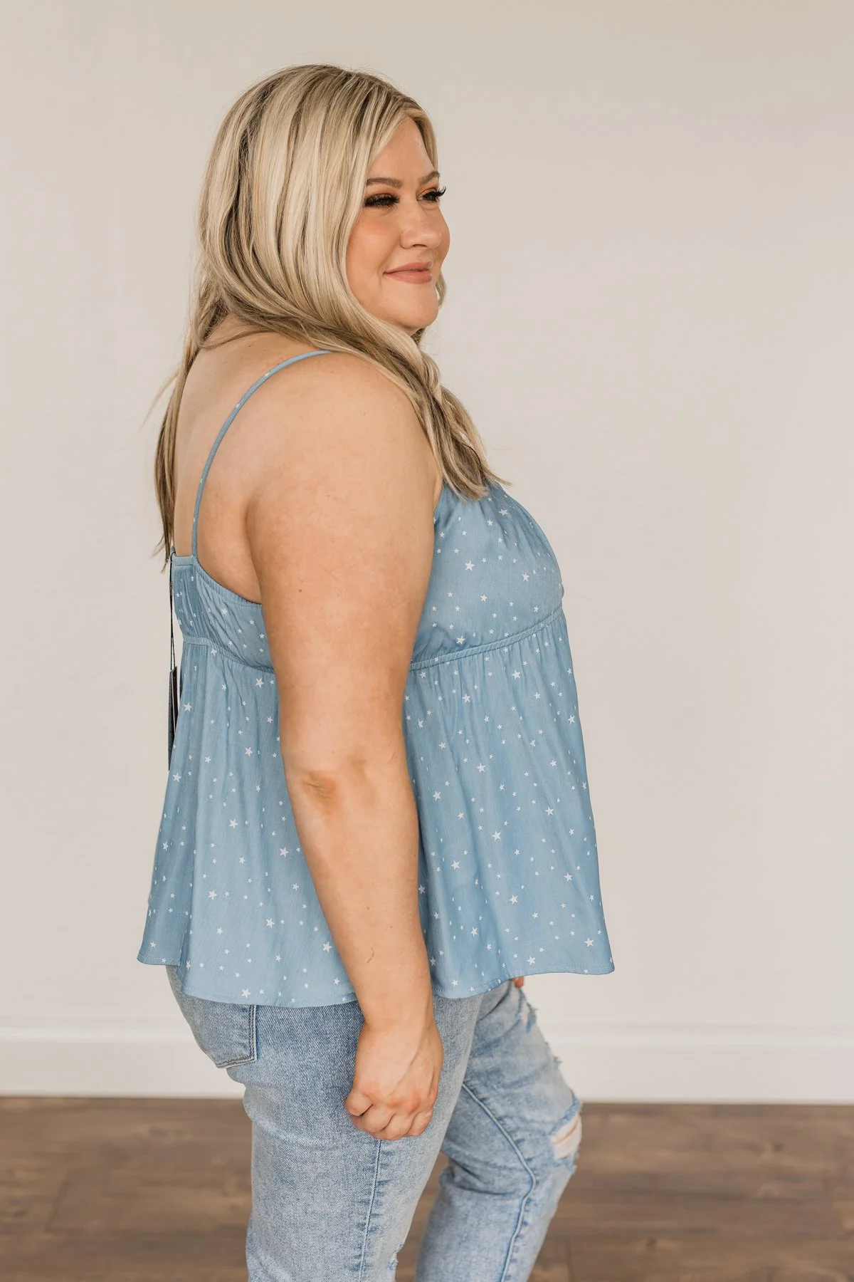 Look To The Stars Tie Tank Top- Denim Blue - Image 13