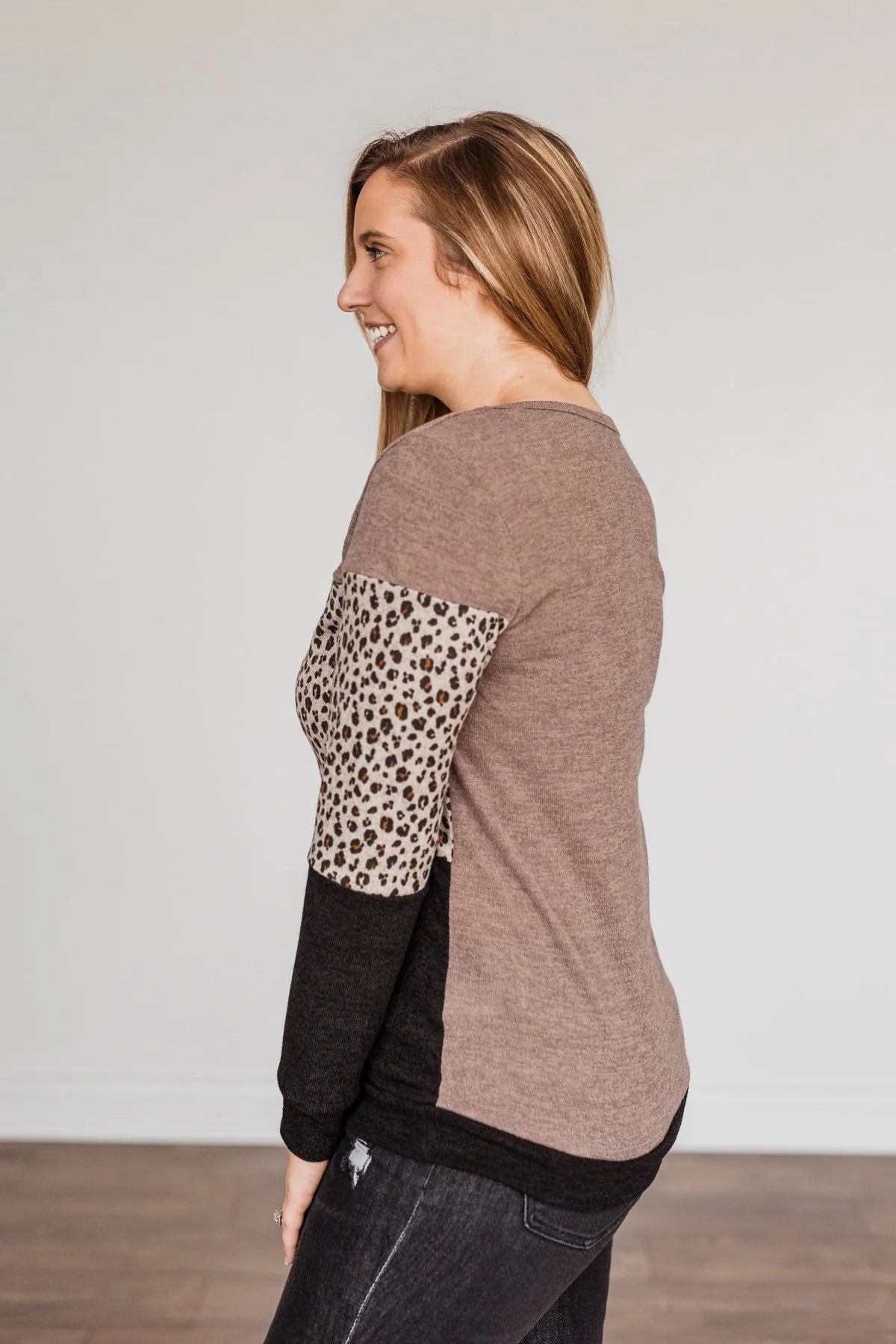 Looking Alive Long Sleeve Top- Mocha & Black - Image 11