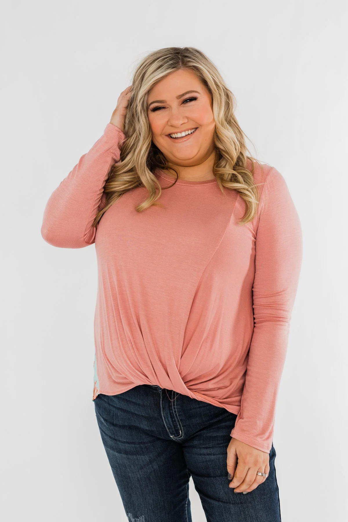Looking Back Floral Wrap Top- Dusty Pink - Image 6