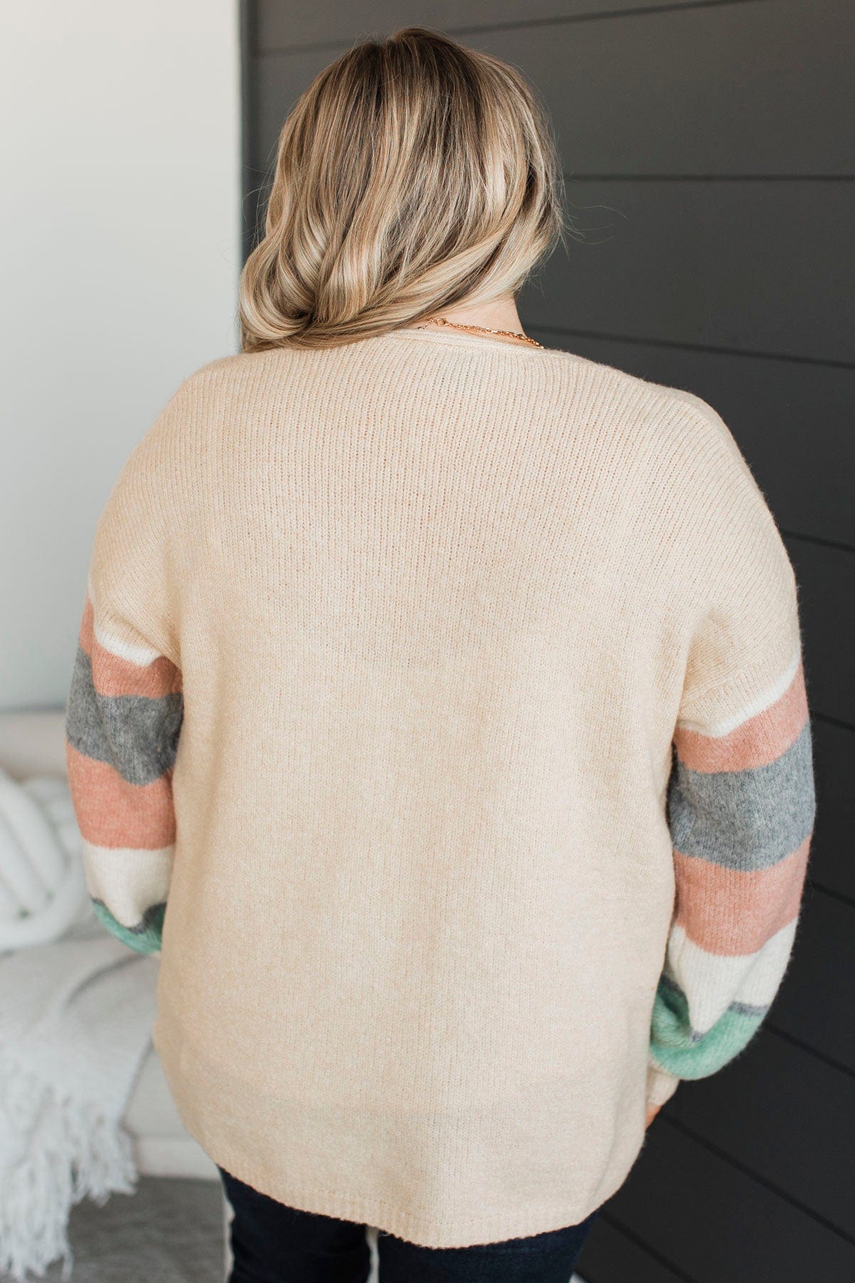 Looking Fantastic Color Block Cardigan- Natural - Image 8