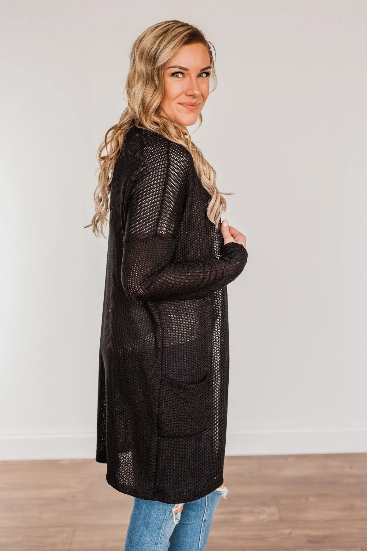 Looking Fearless Knit Cardigan- Black - Image 10