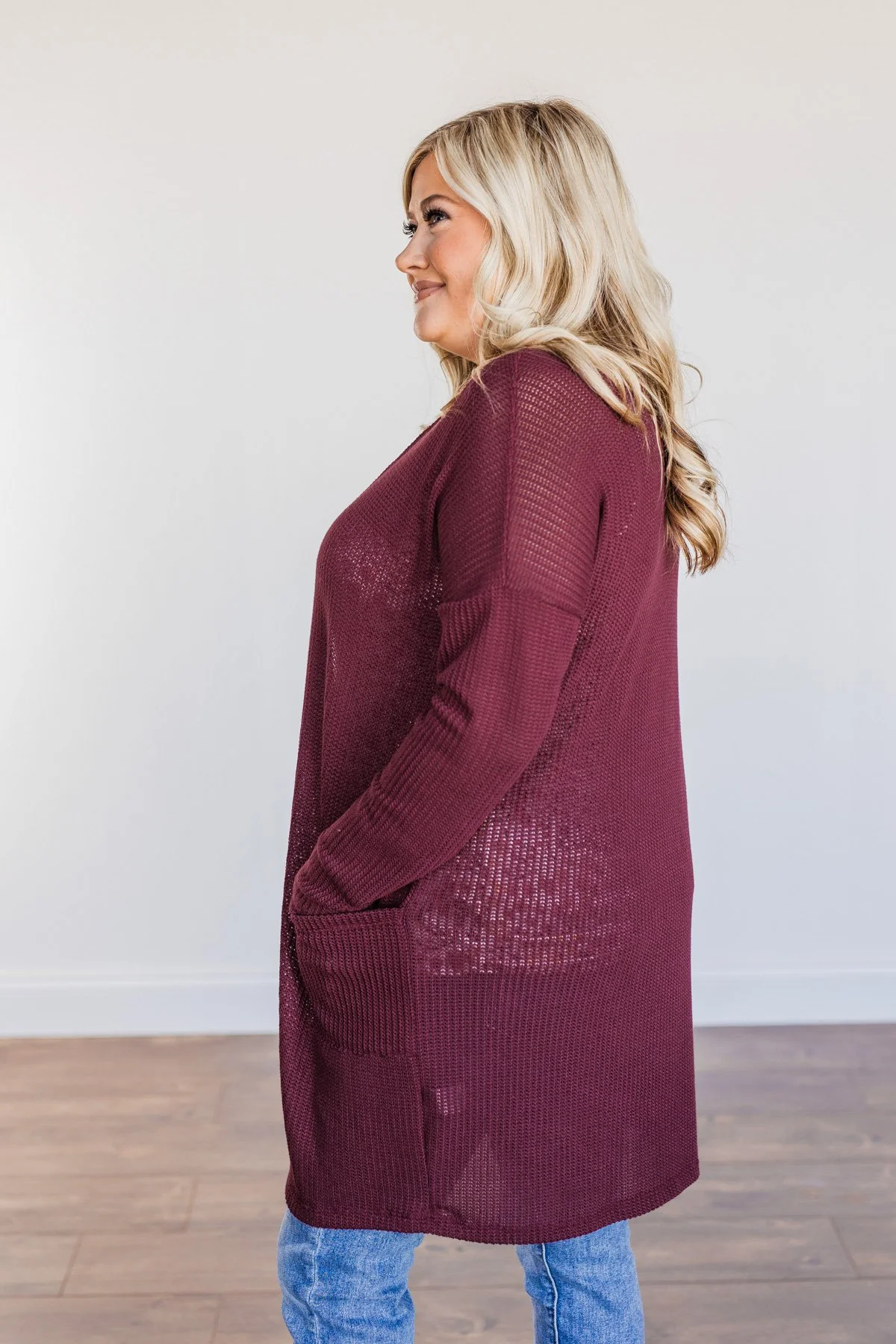 Looking Fearless Knit Cardigan- Burgundy - Image 7