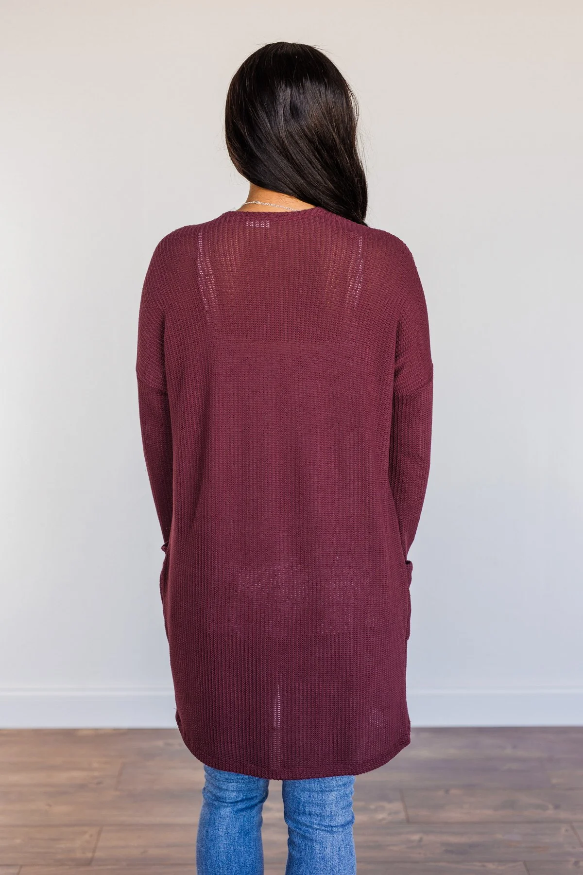 Looking Fearless Knit Cardigan- Burgundy - Image 8