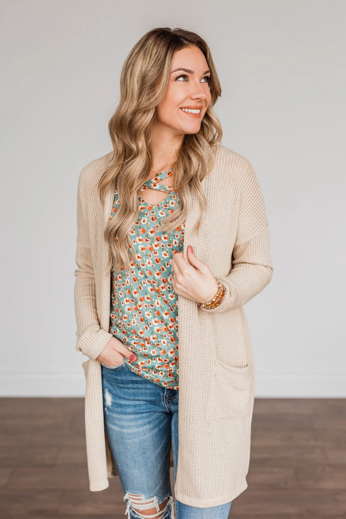 Looking Fearless Knit Cardigan- Cream - Image 2