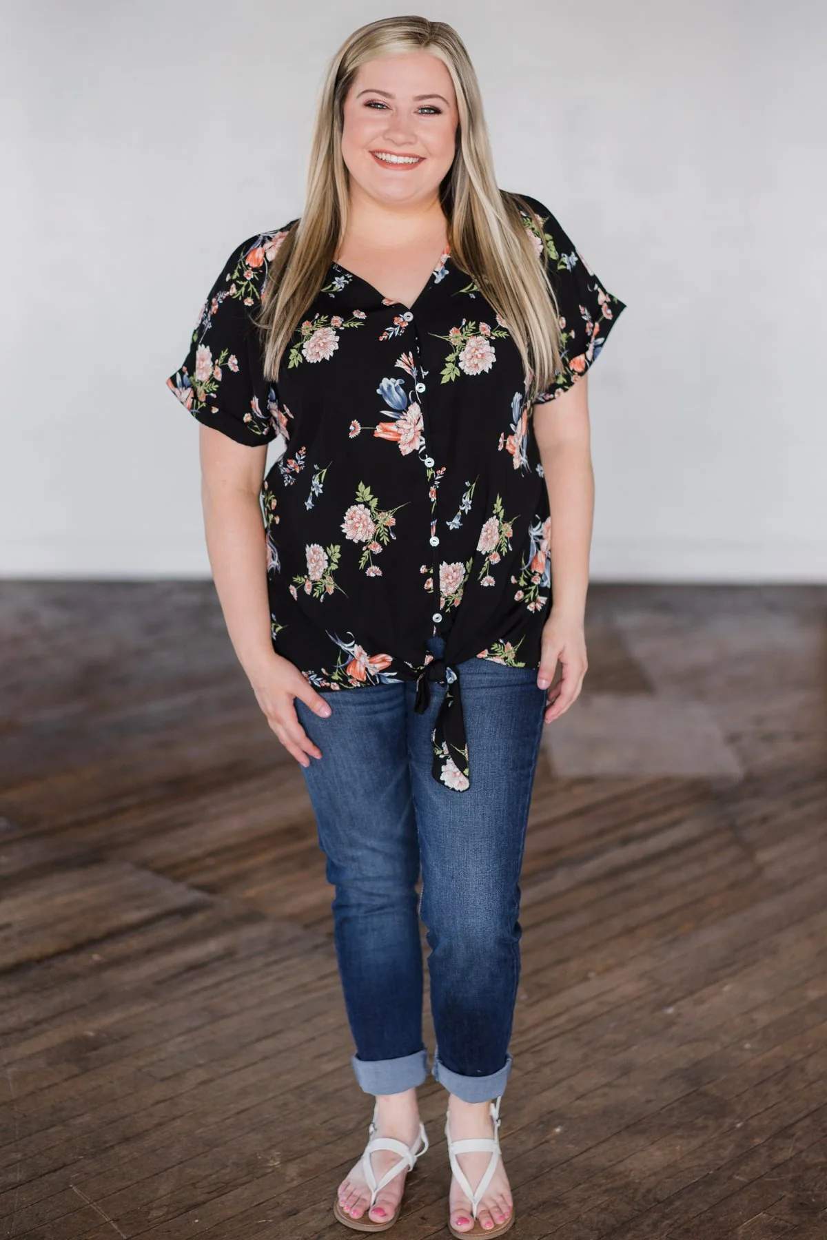 Looking Fine in Floral Tie Top- Black - Image 4