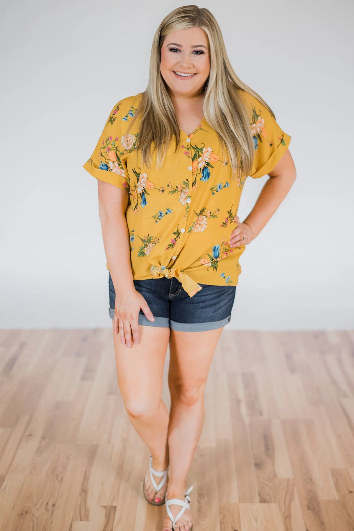 Looking Fine in Floral Tie Top- Mustard - Image 5