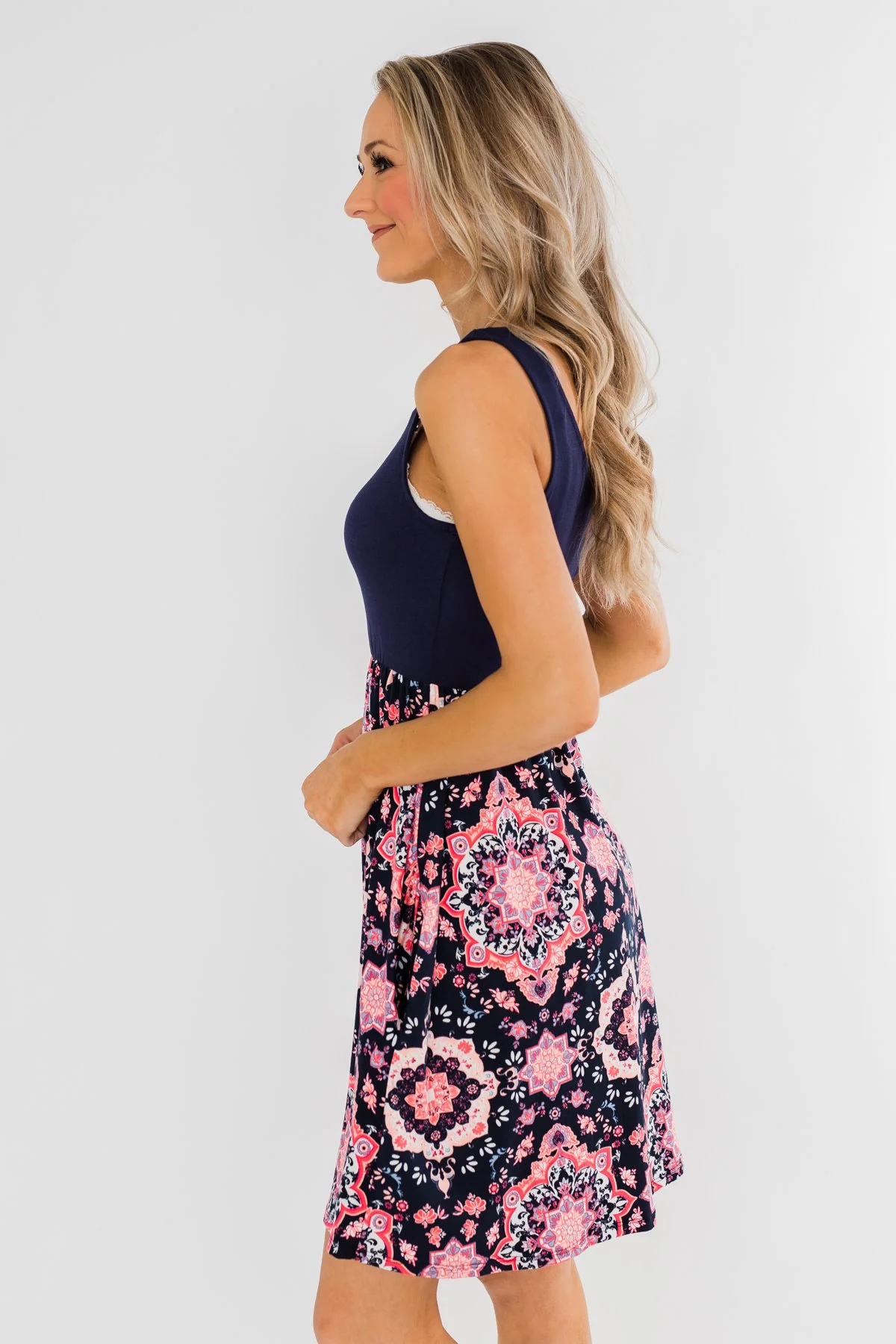 Looking For Fun Printed Dress- Navy - Image 2