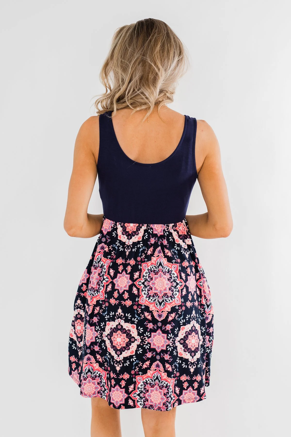 Looking For Fun Printed Dress- Navy - Image 3